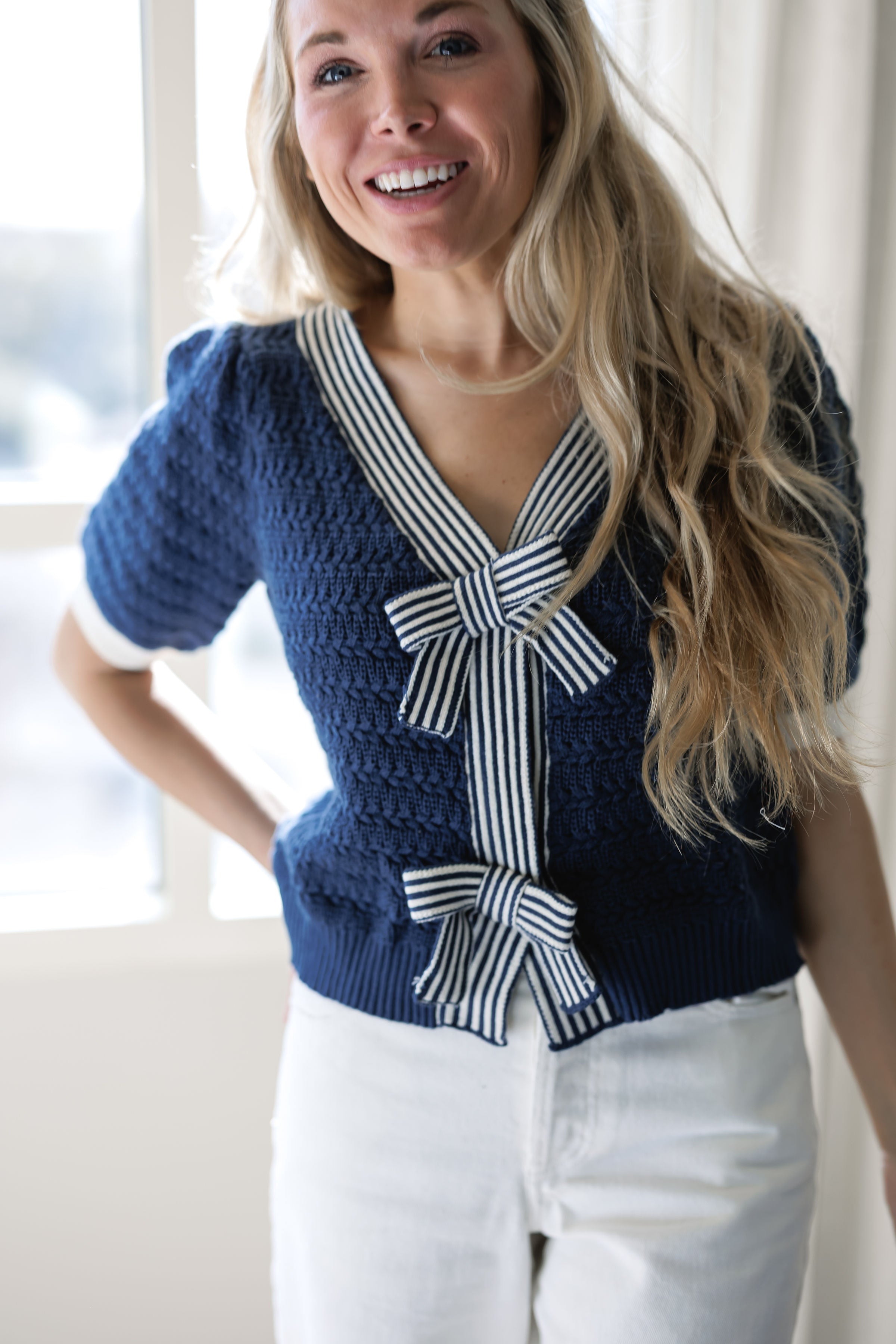 Just My Style Sweater - Navy/Cream