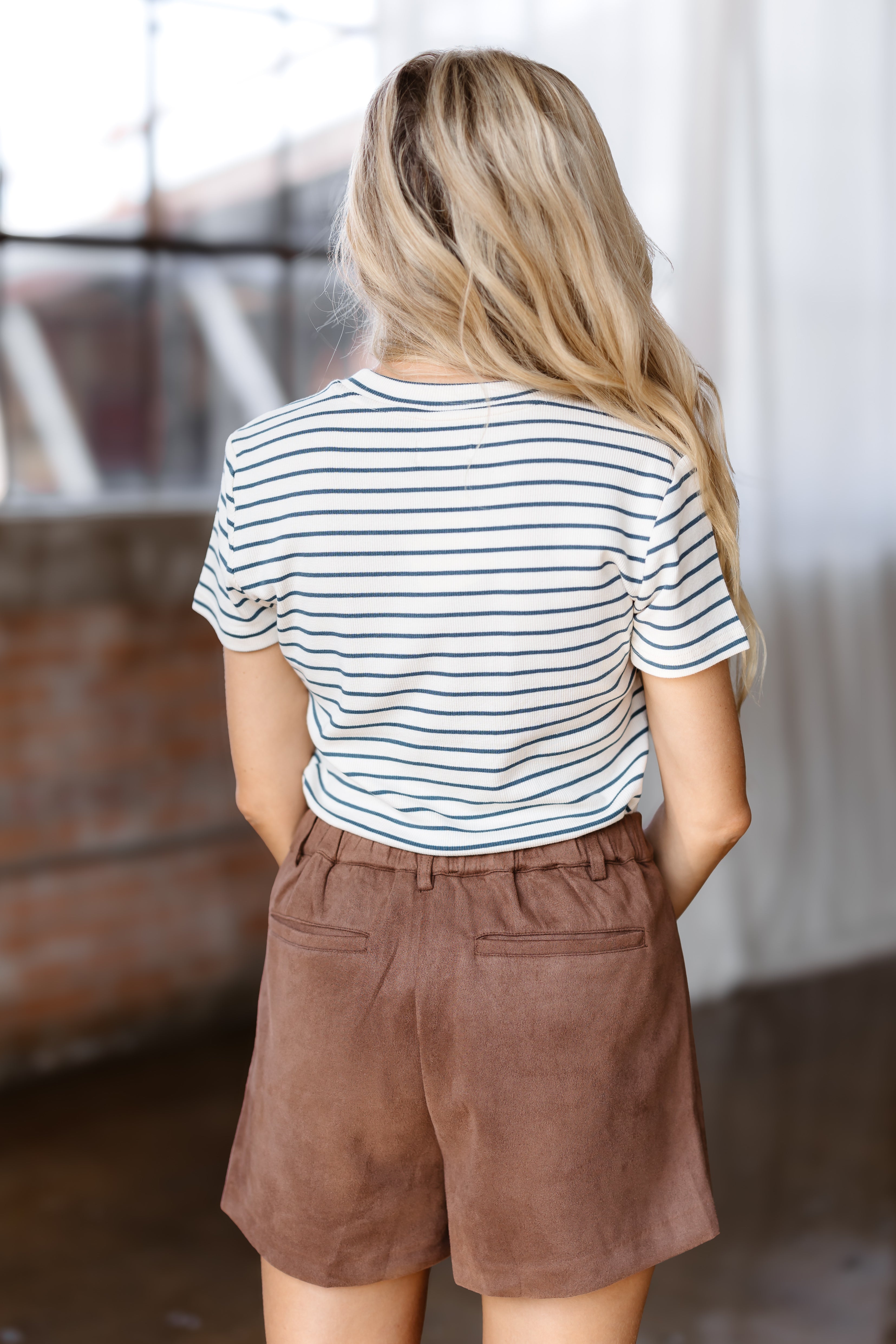 Full Circle Top - Cream/Blue Stripe
