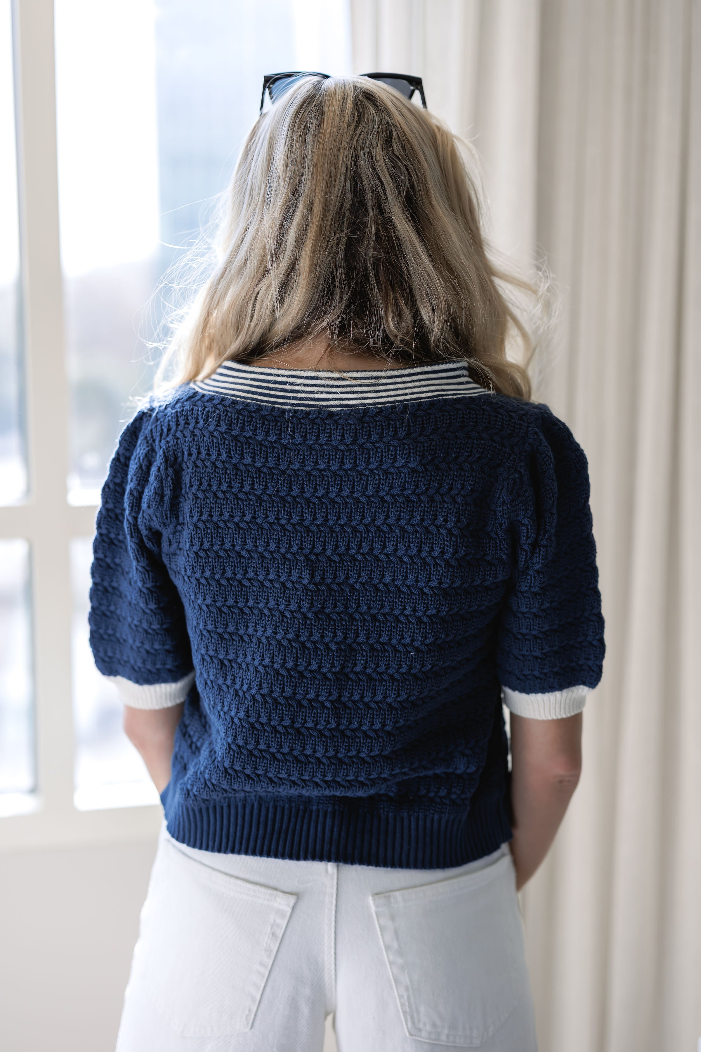 Just My Style Sweater - Navy/Cream