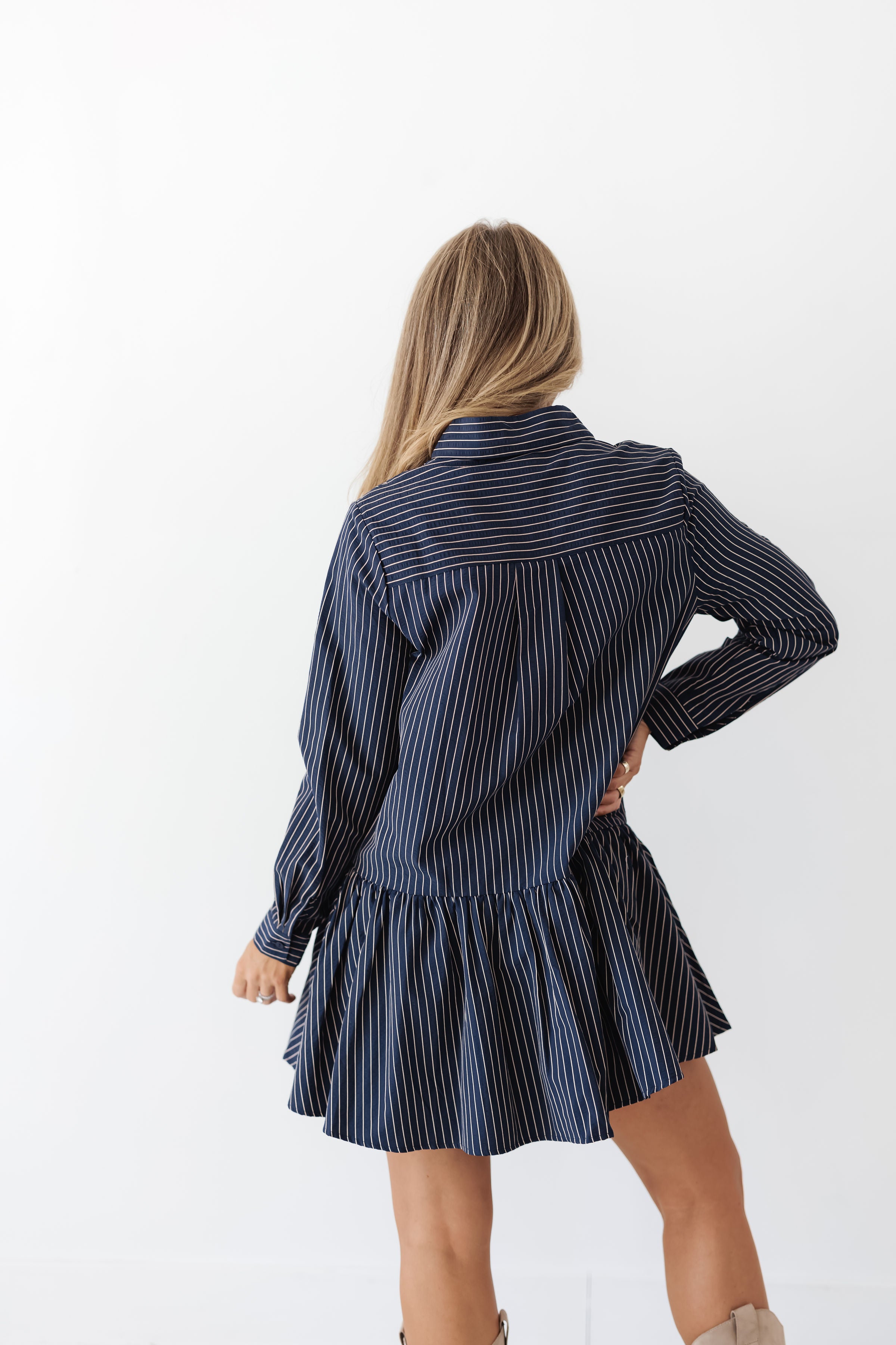 Layla Shirt Dress - Navy