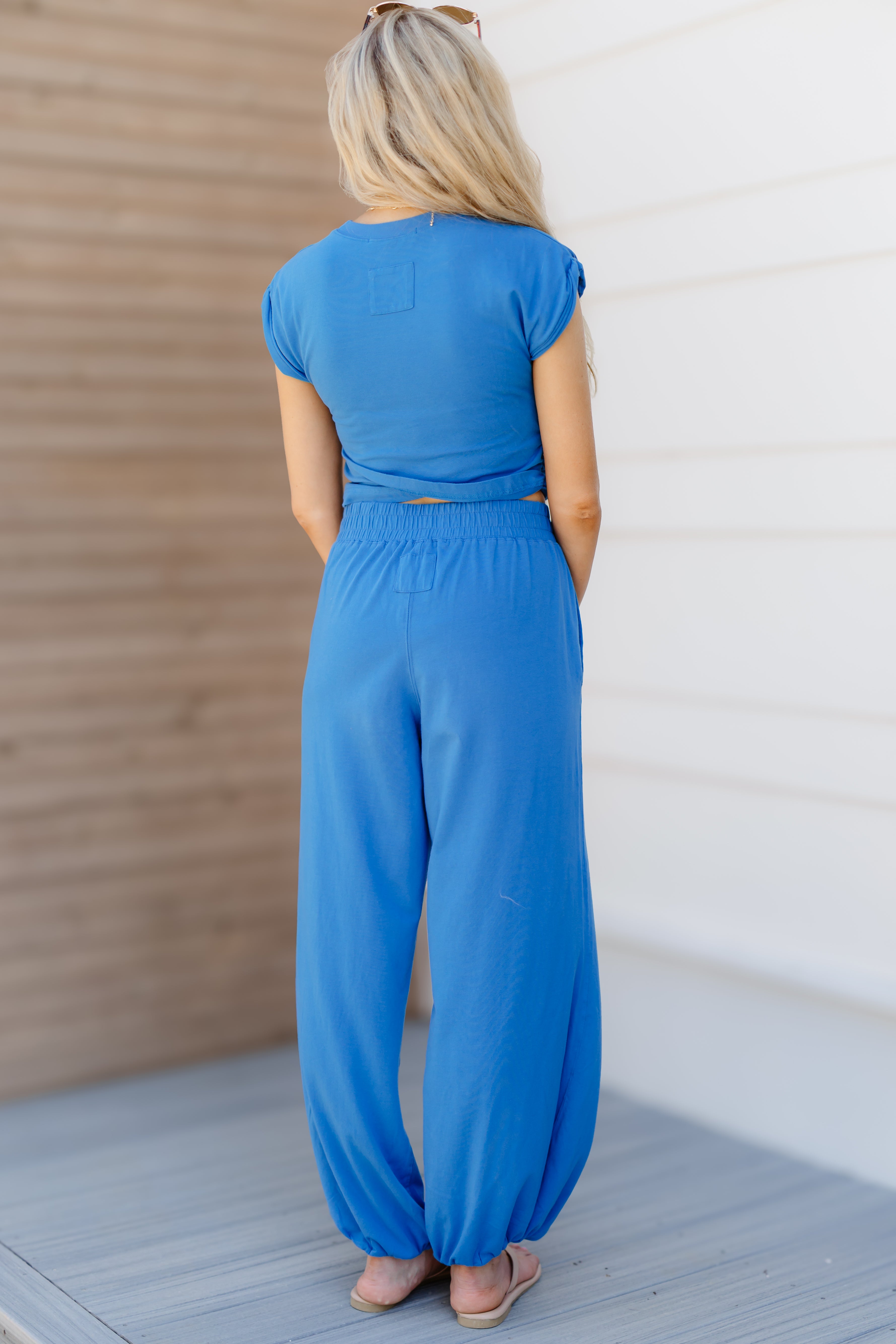 Find Your Rhythm Top & Pants Set-Ocean Blue