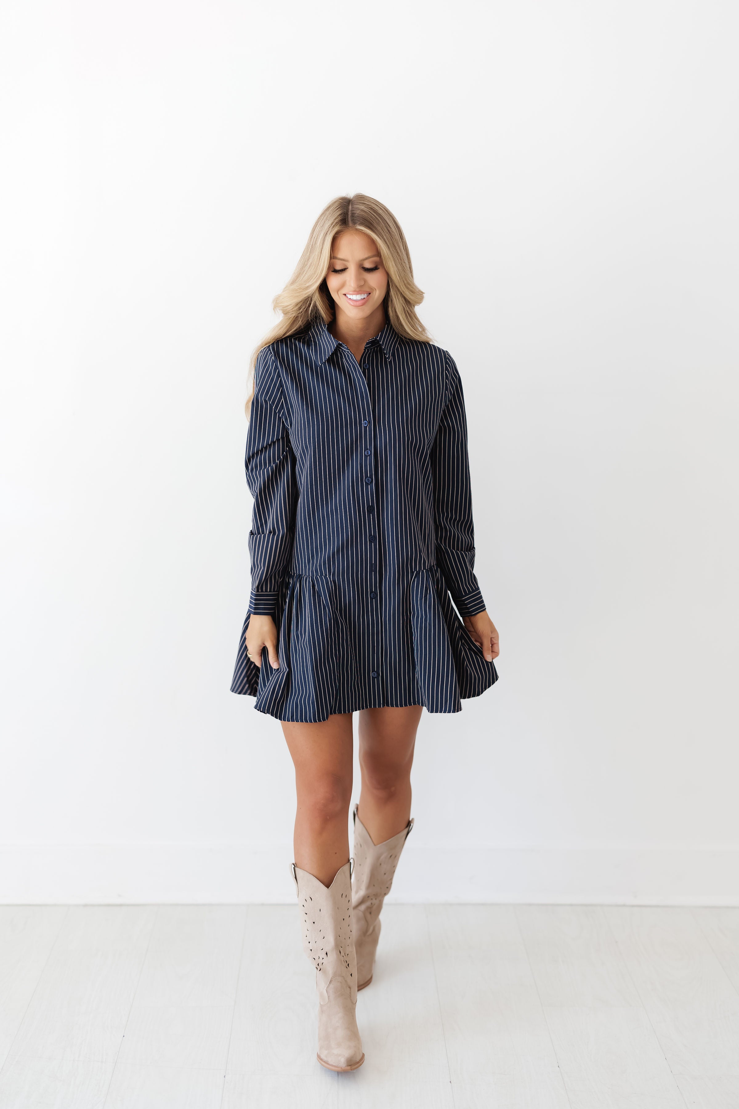 Layla Shirt Dress - Navy