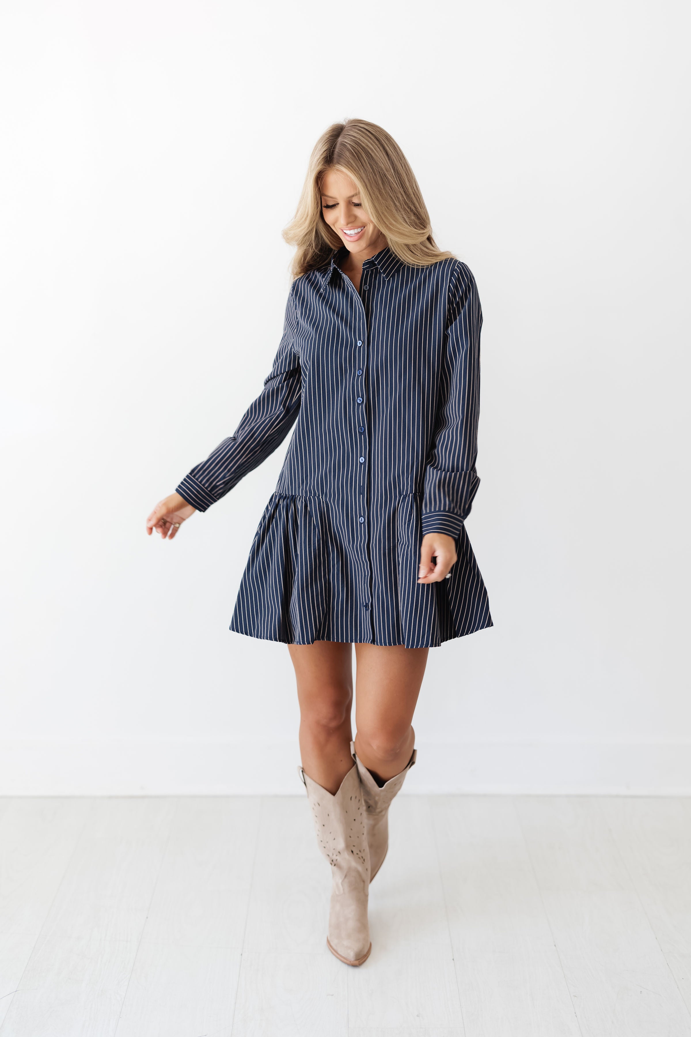 Layla Shirt Dress - Navy