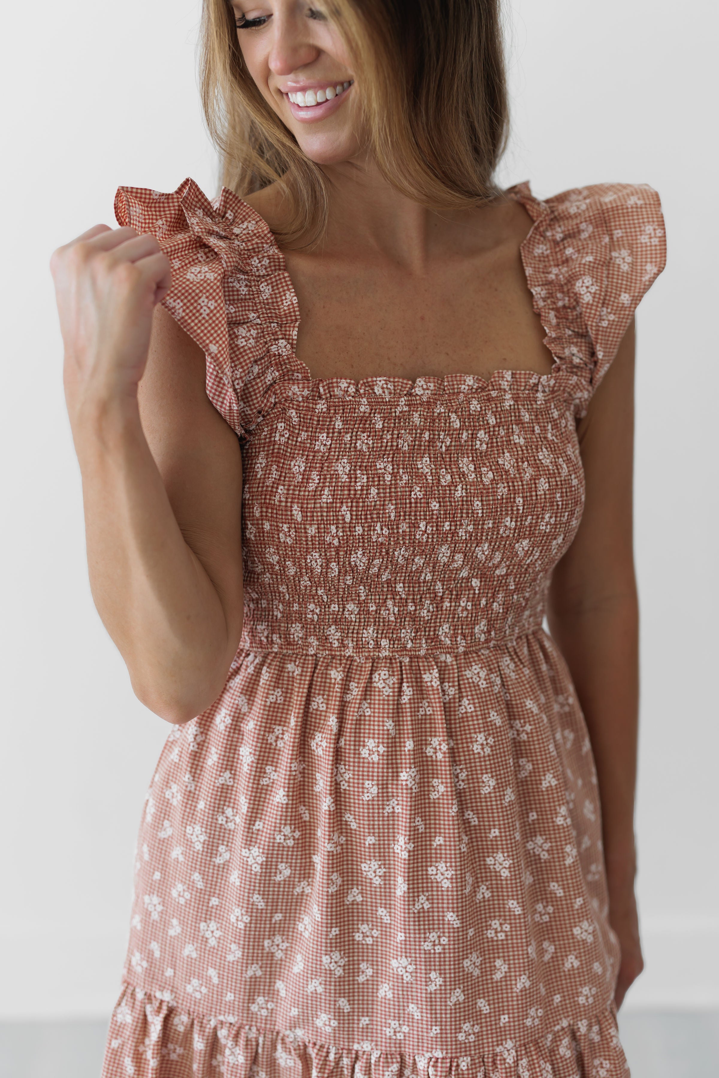 Ainsley Dress - Rust/Natural