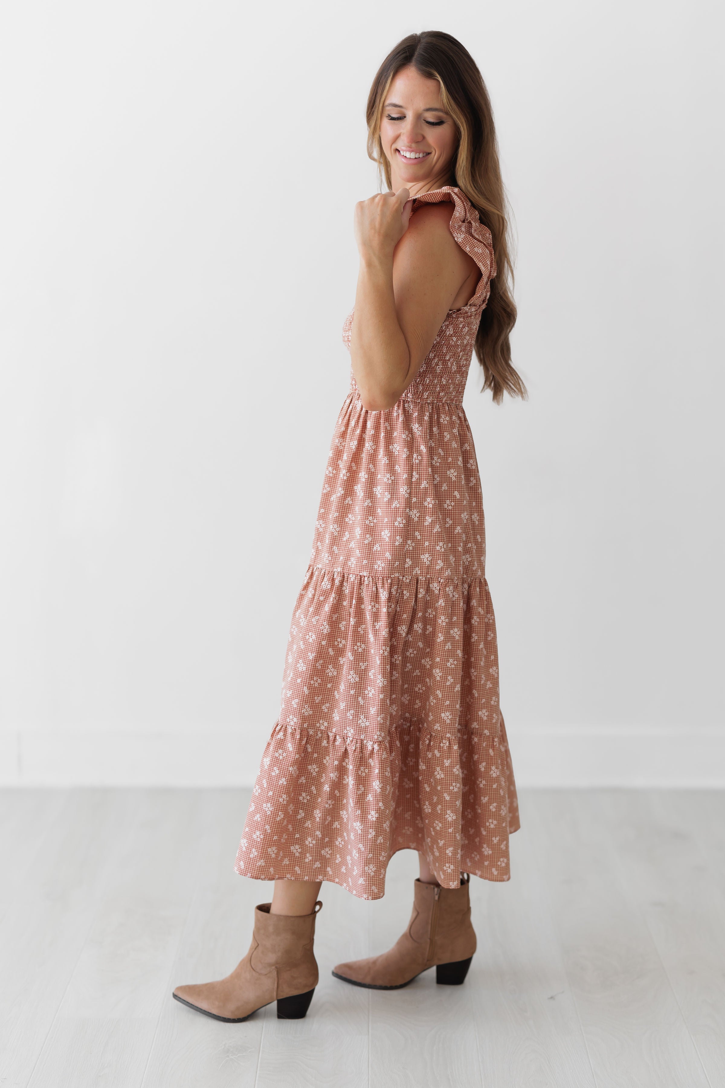 Ainsley Dress - Rust/Natural