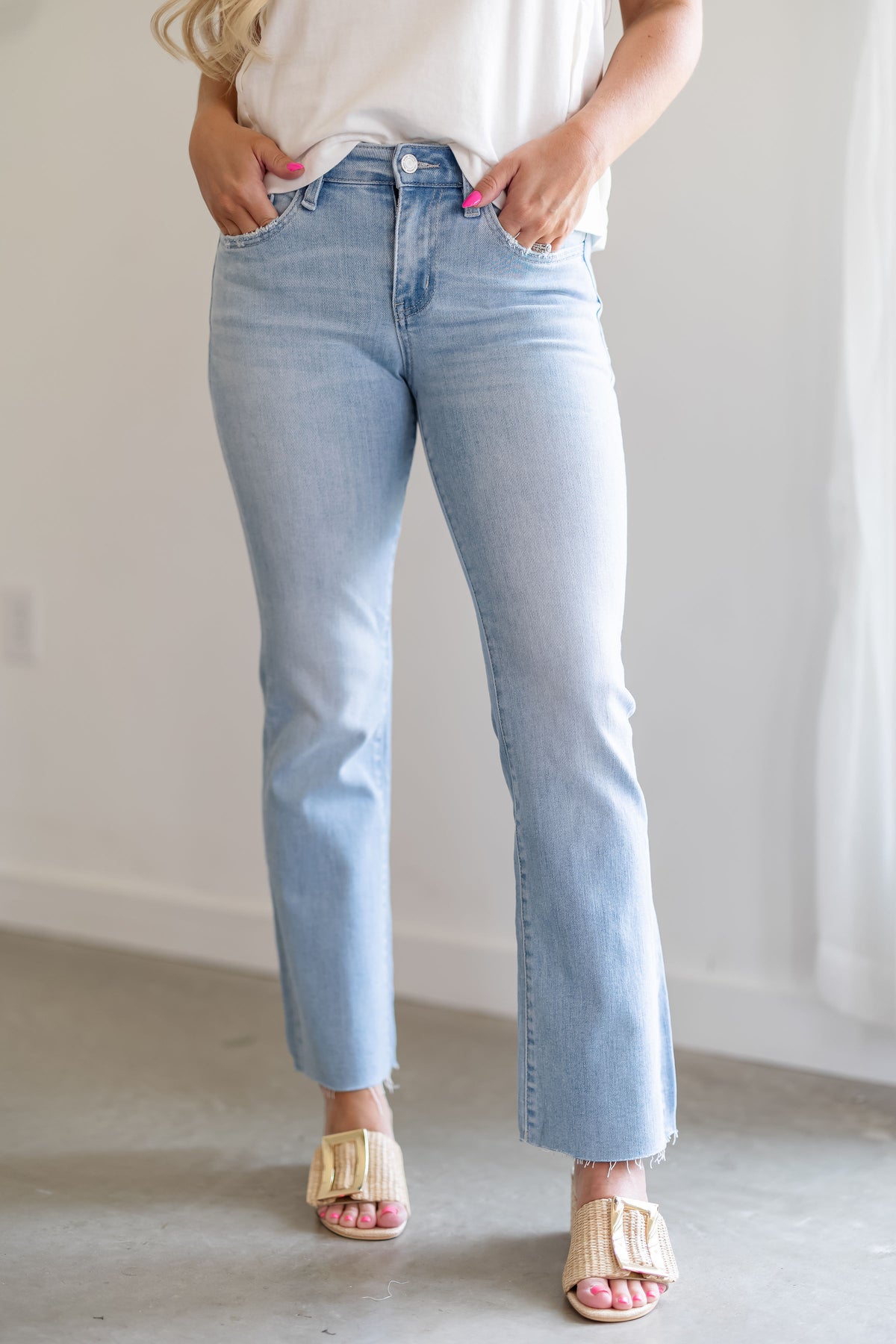 Marcus Mid Rise Ankle Bootcut Jeans