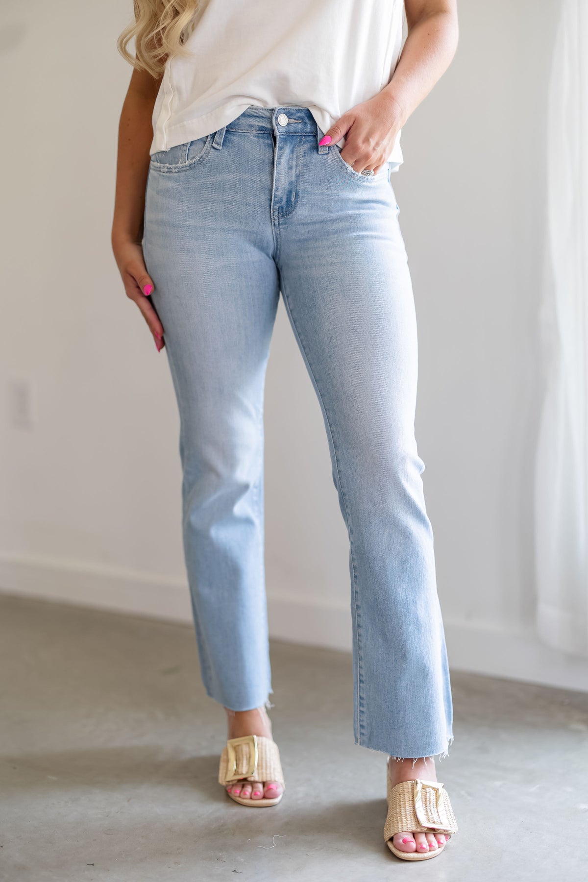 Marcus Mid Rise Ankle Bootcut Jeans