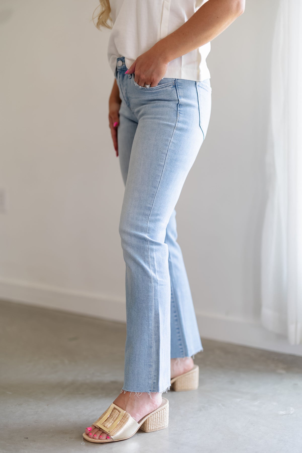 Marcus Mid Rise Ankle Bootcut Jeans