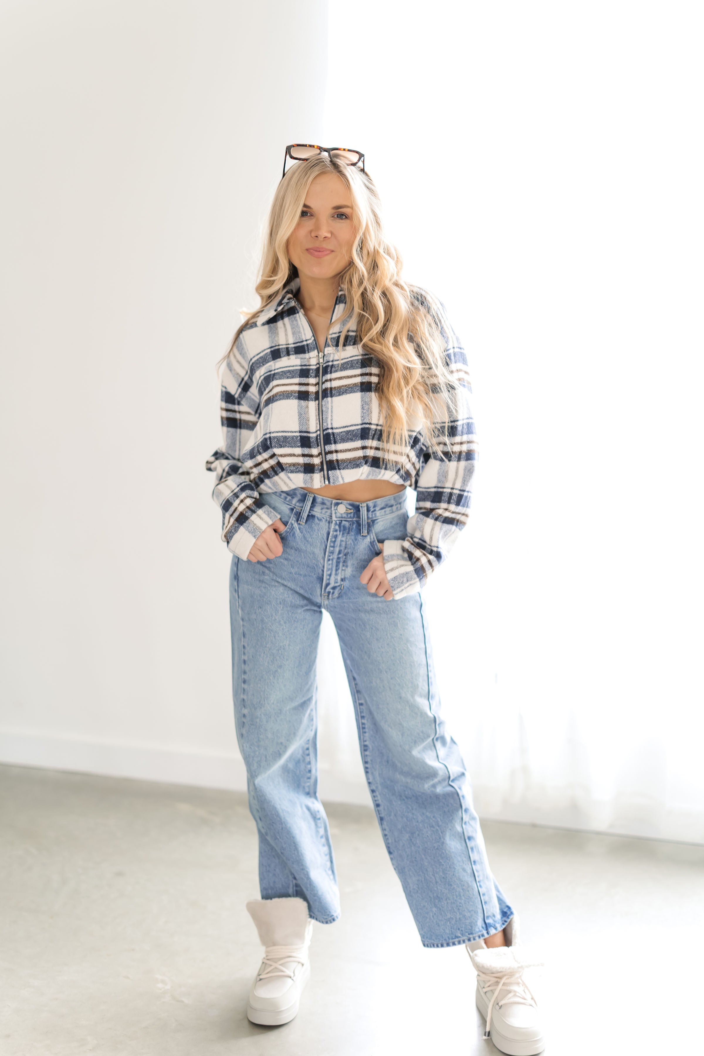 Still Cozy Flannel Cropped Jacket