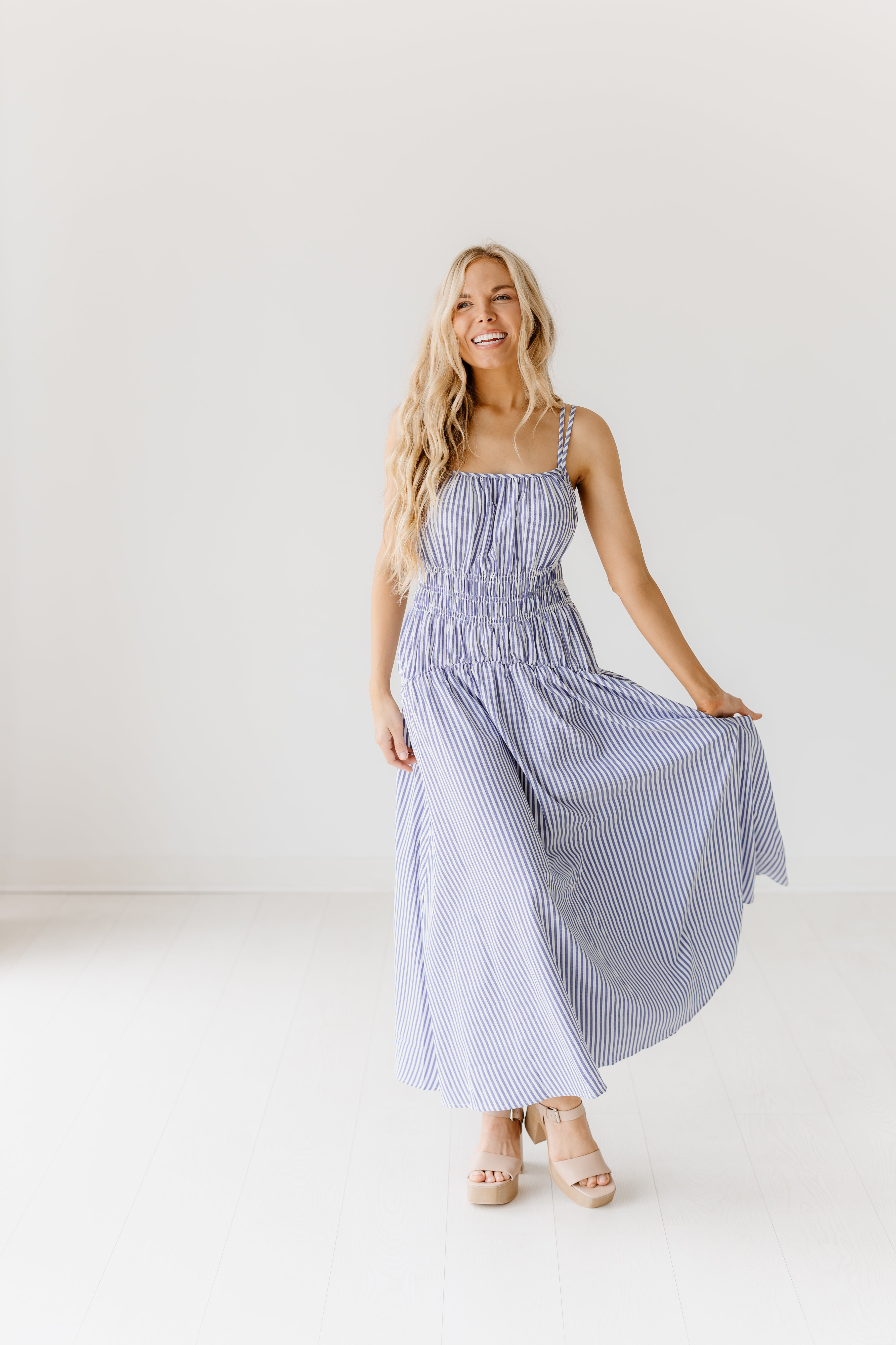 Miriam Dress - Navy Stripe