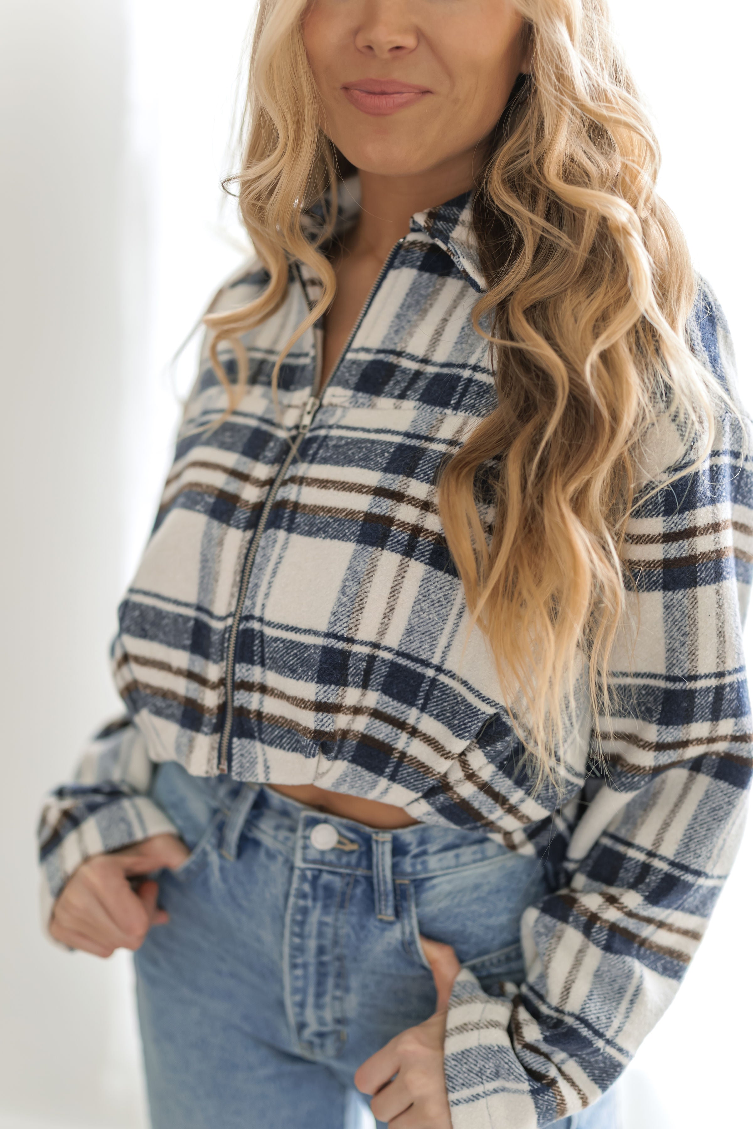 Still Cozy Flannel Cropped Jacket