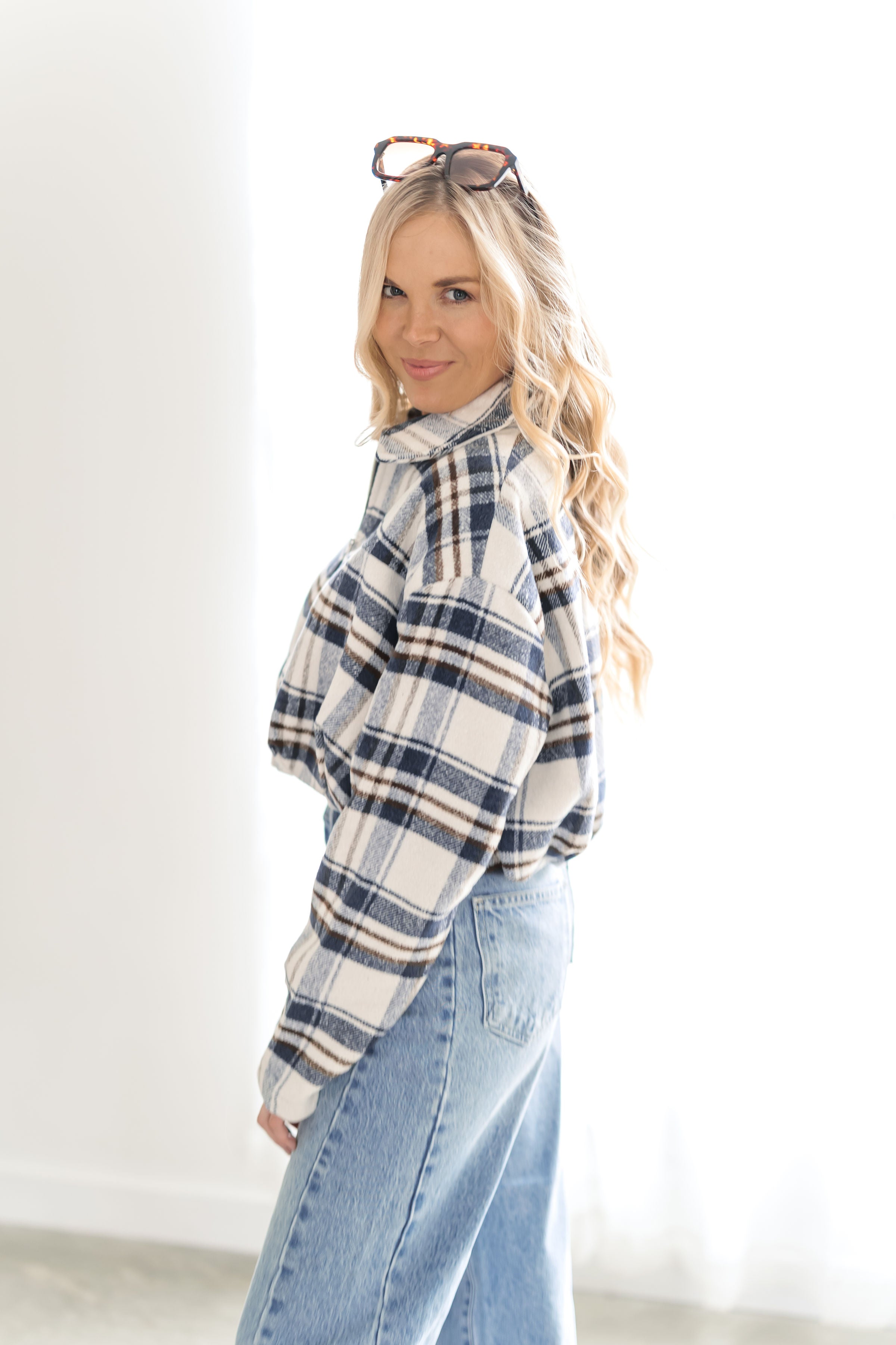 Still Cozy Flannel Cropped Jacket