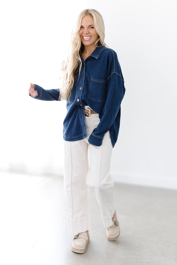 Open Horizon Shacket - Med. Denim