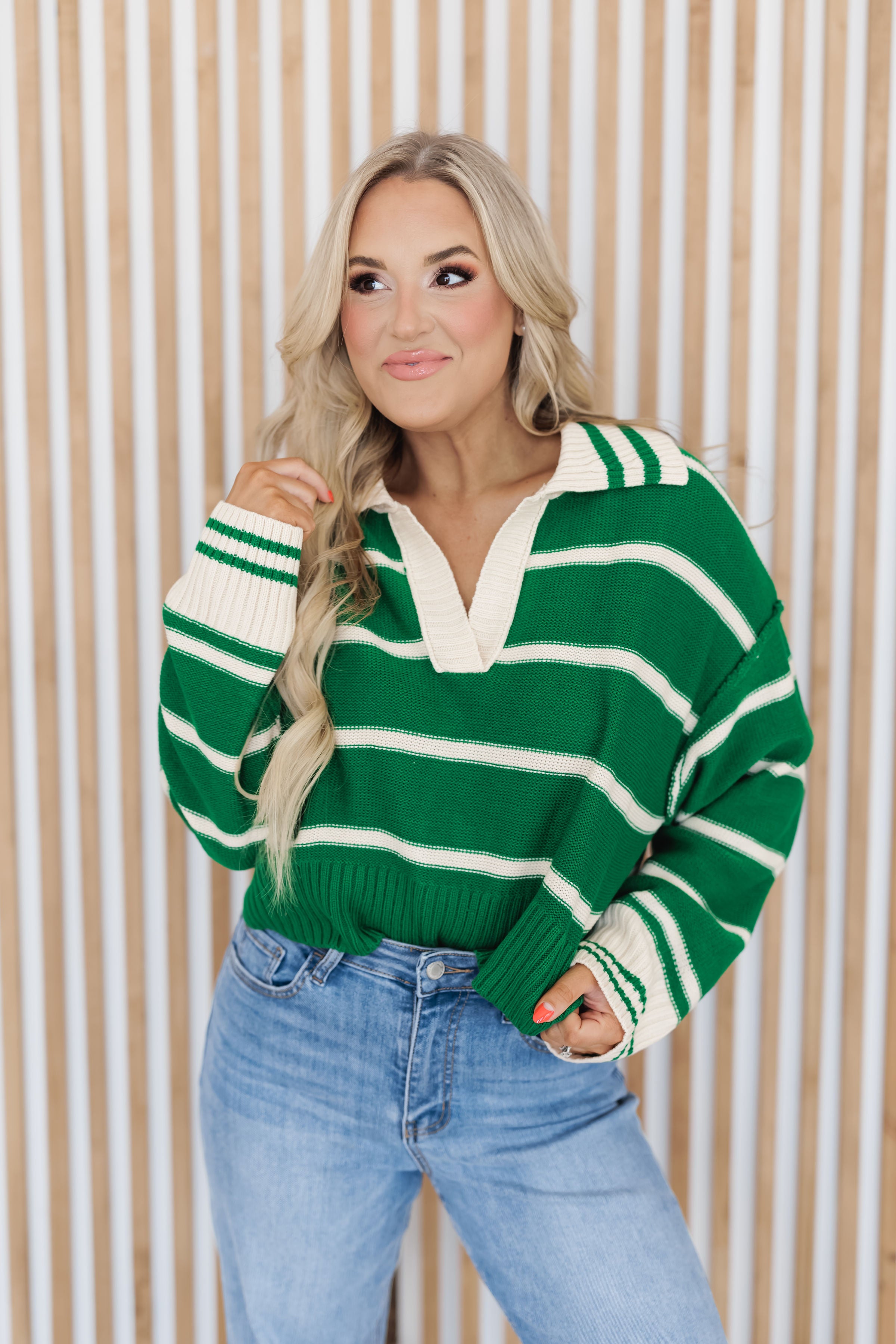 Willow Rae Sweater - Green/Ivory