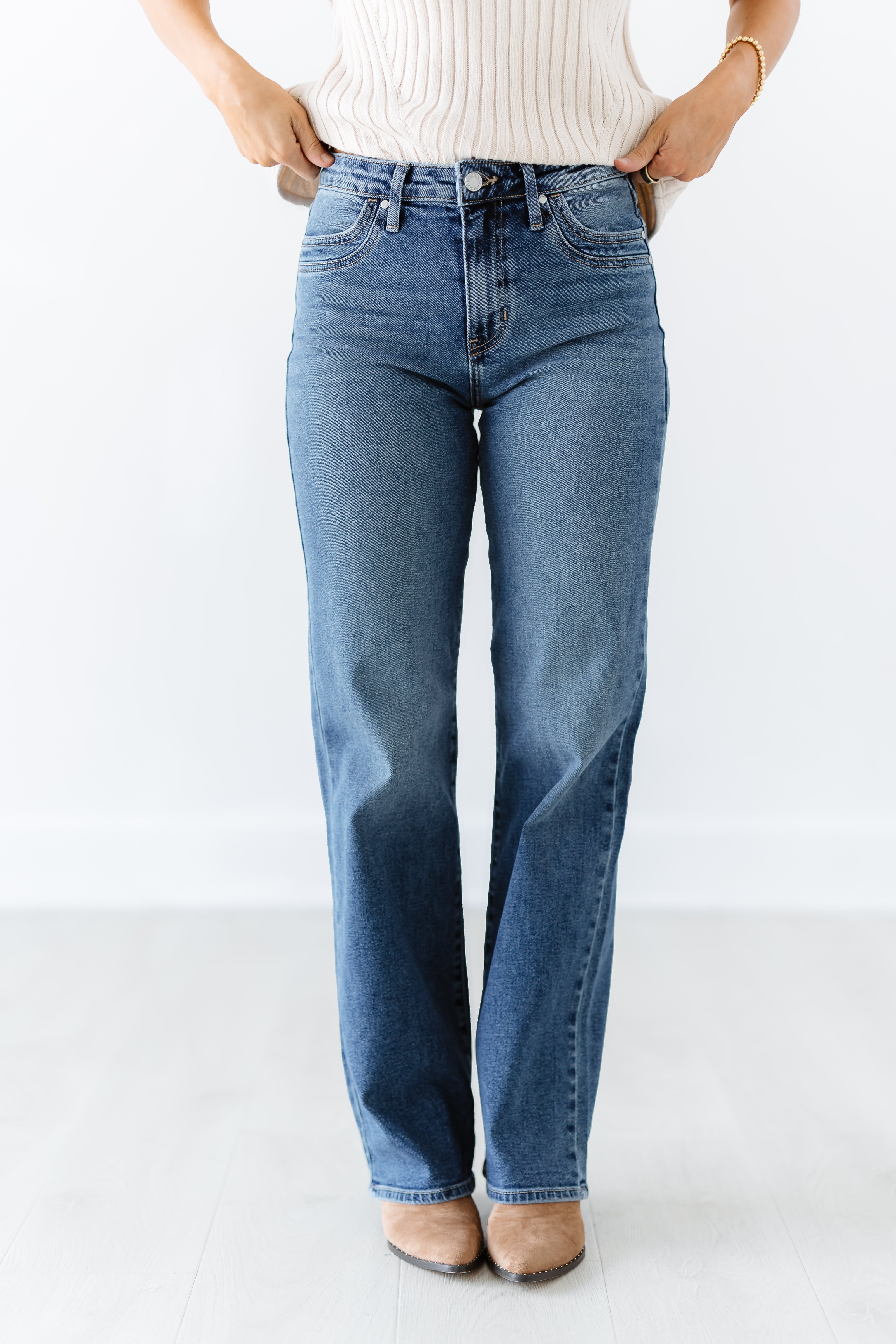 Theo Double Pocket Wide Leg Jeans