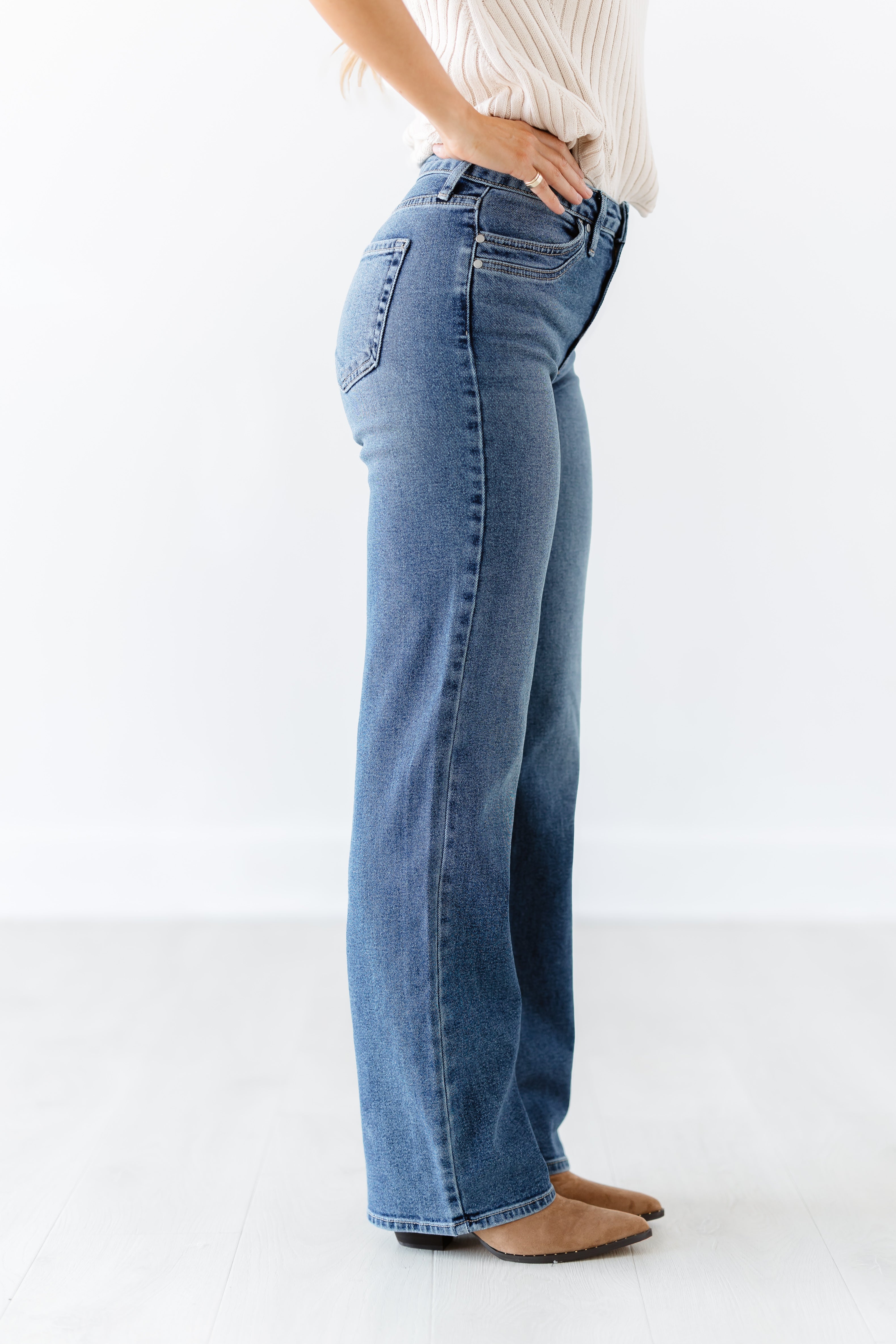 Theo Double Pocket Wide Leg Jeans