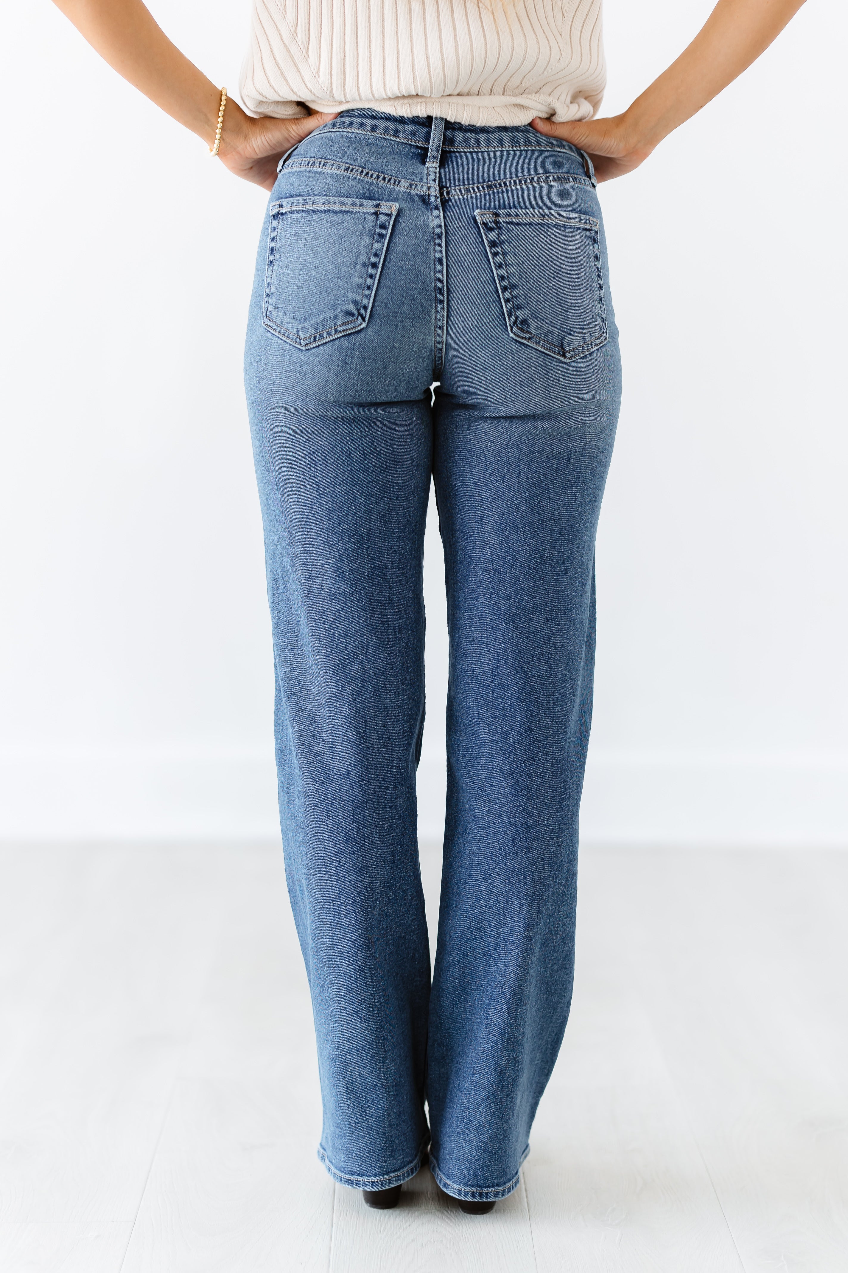 Theo Double Pocket Wide Leg Jeans