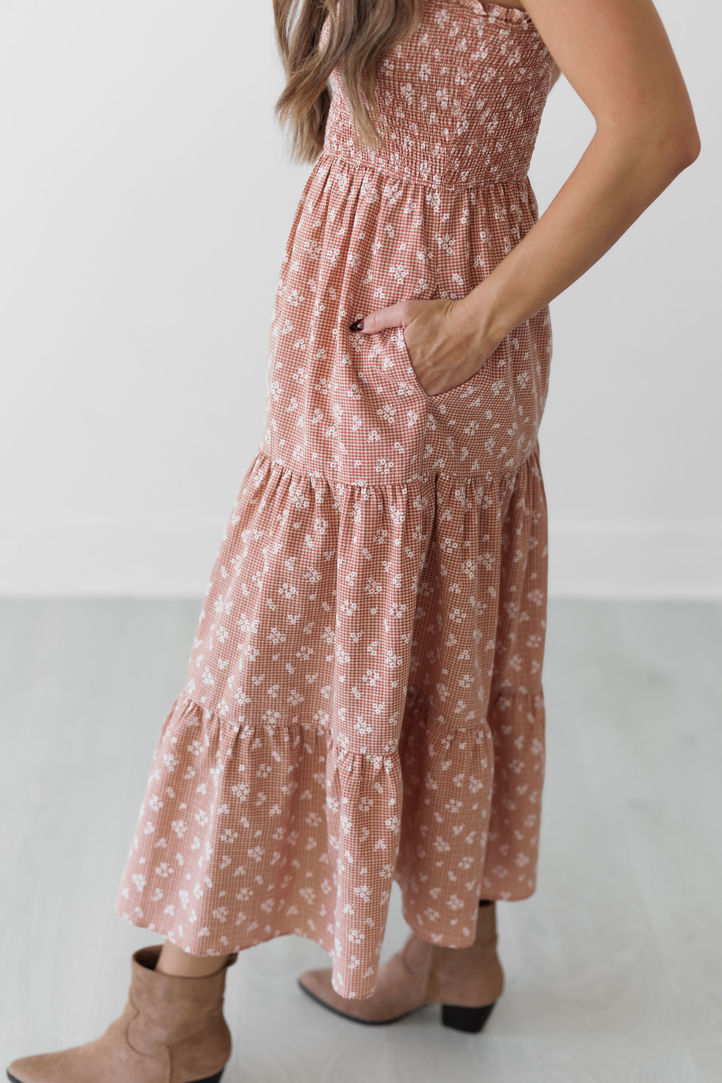 Ainsley Dress - Rust/Natural