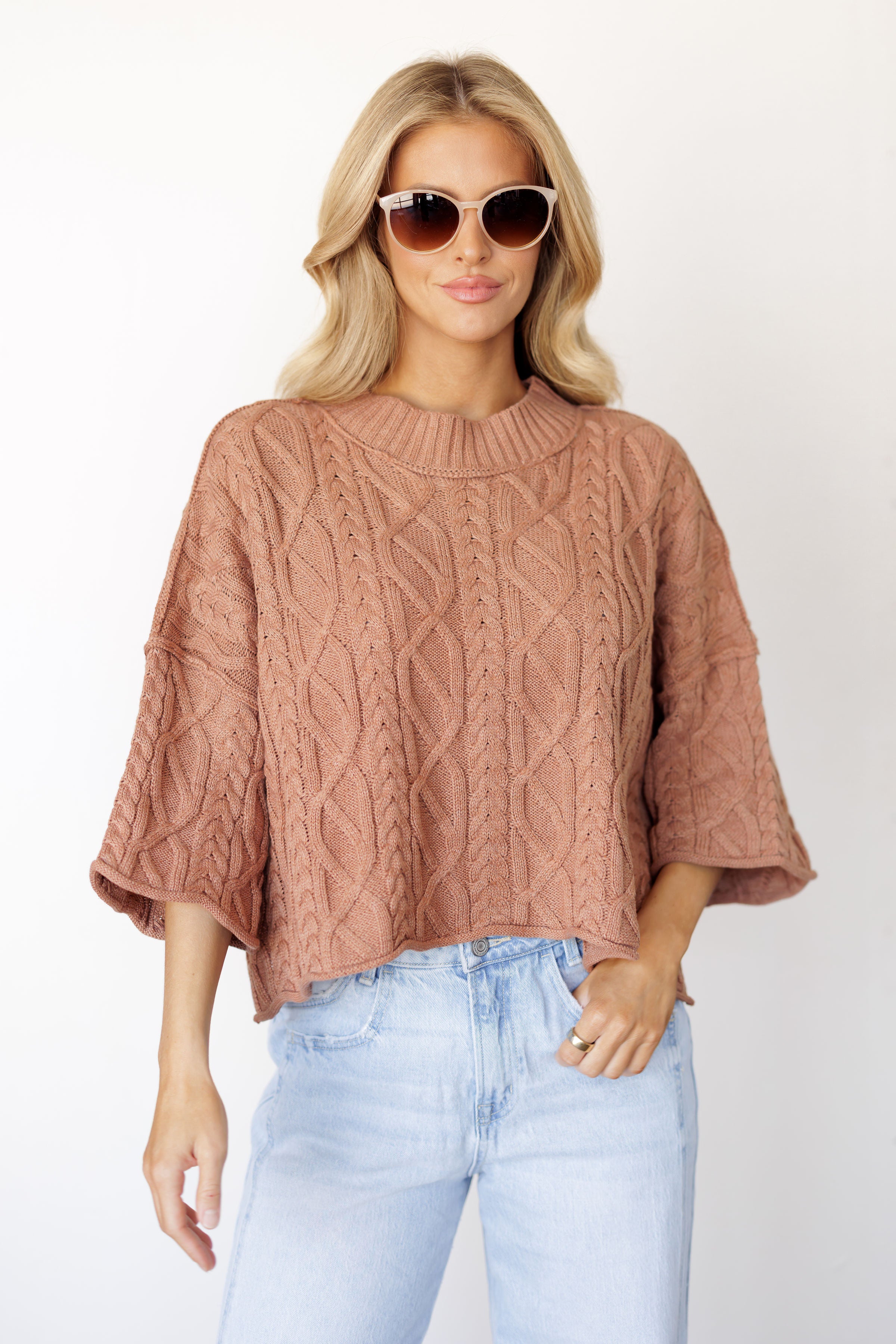 Worth The Wait Crop Sweater - Mocha