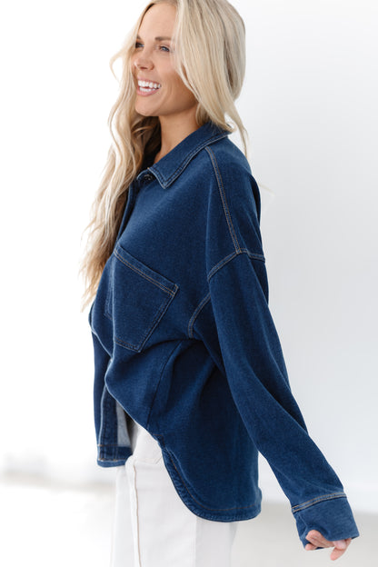 Open Horizon Shacket - Med. Denim