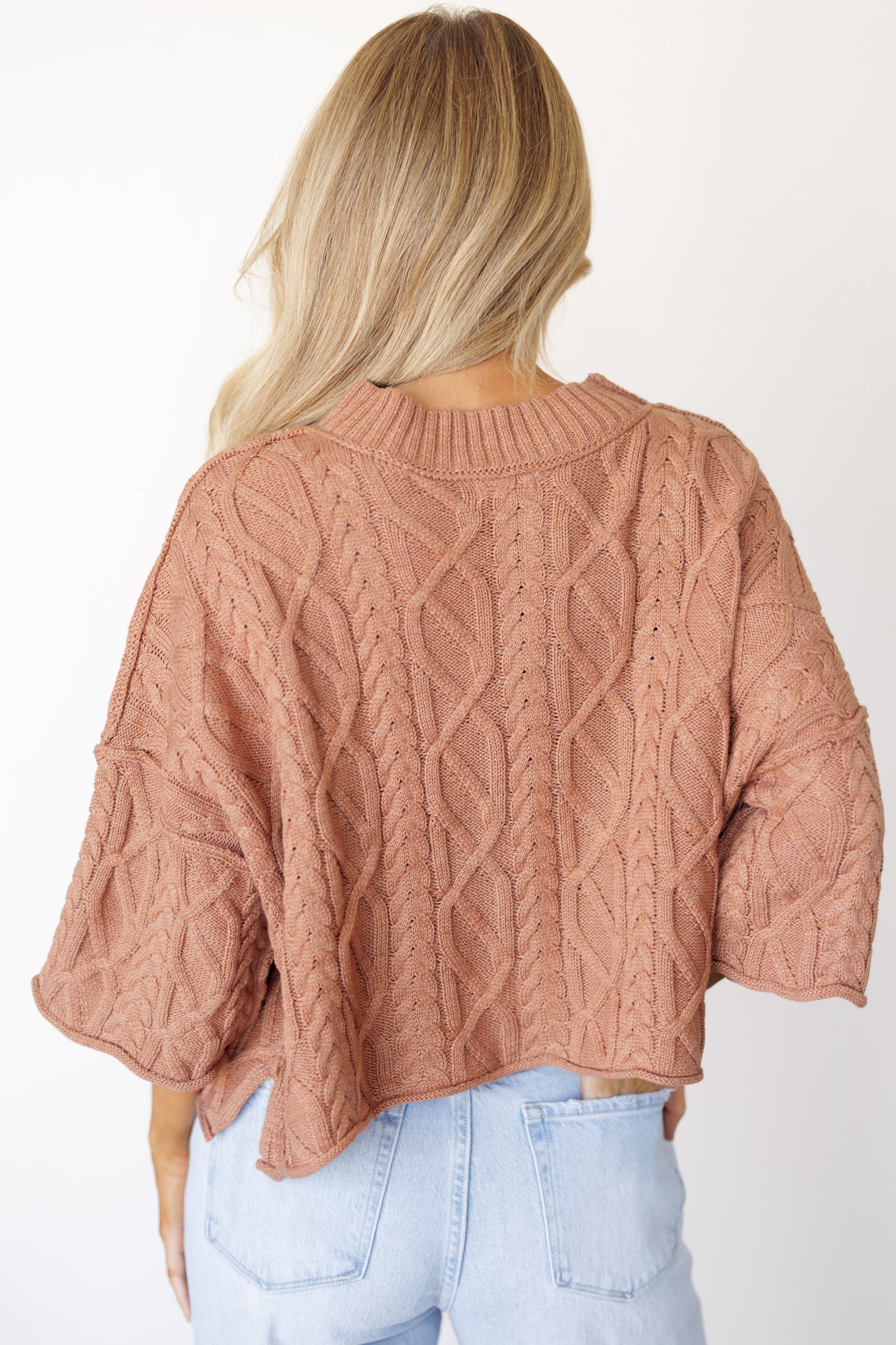Worth The Wait Crop Sweater - Mocha