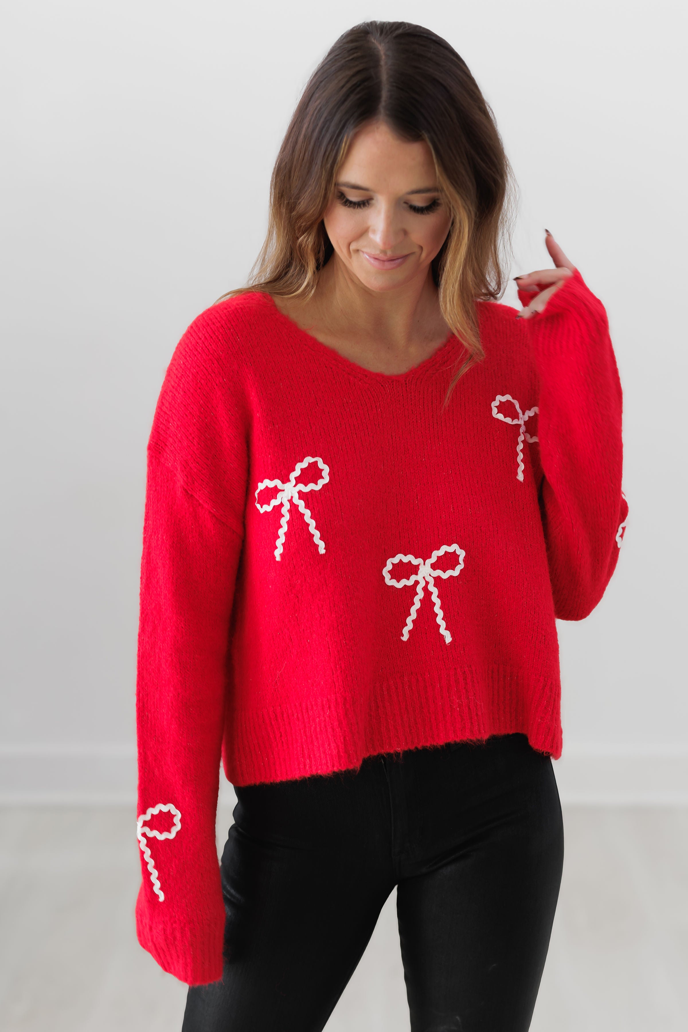 Wrapped In Wonder Sweater - Red/White