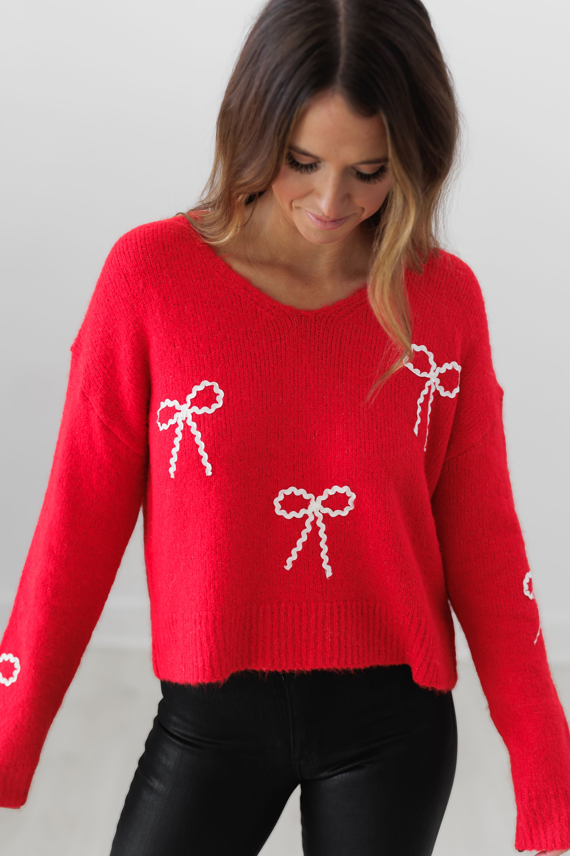 Wrapped In Wonder Sweater - Red/White