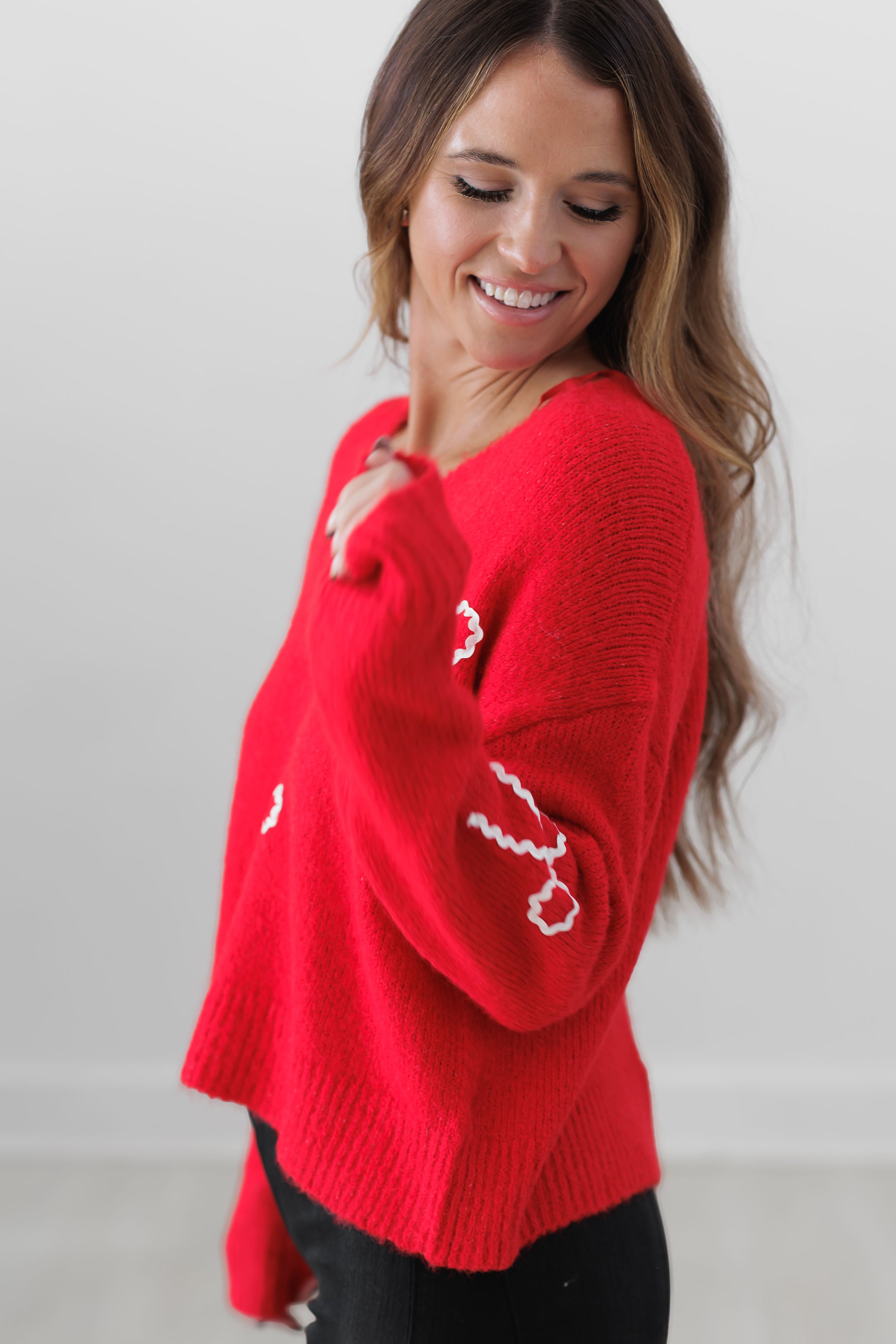 Wrapped In Wonder Sweater - Red/White