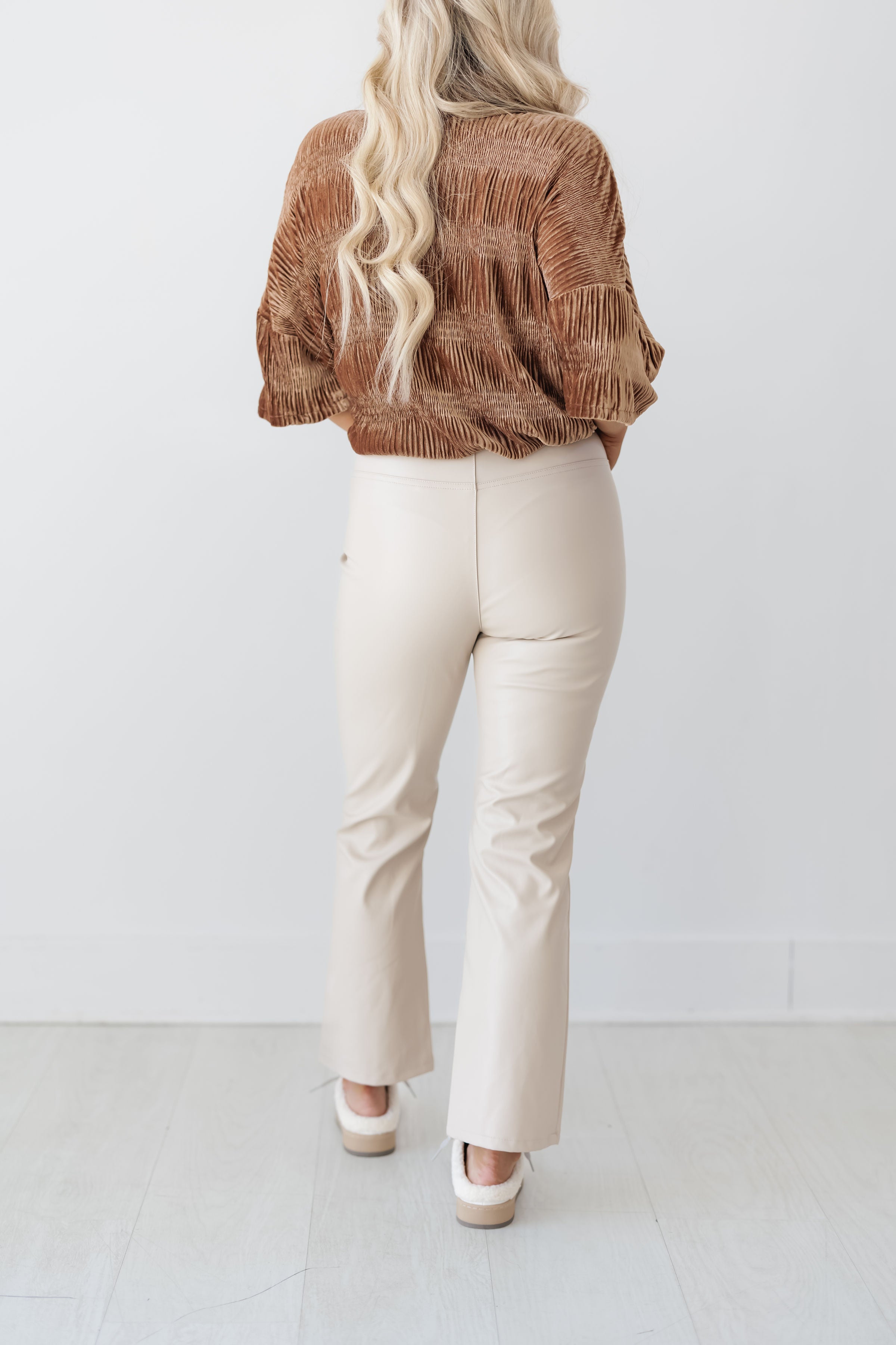 Business Chic Flare Cropped Pants - Oatmeal