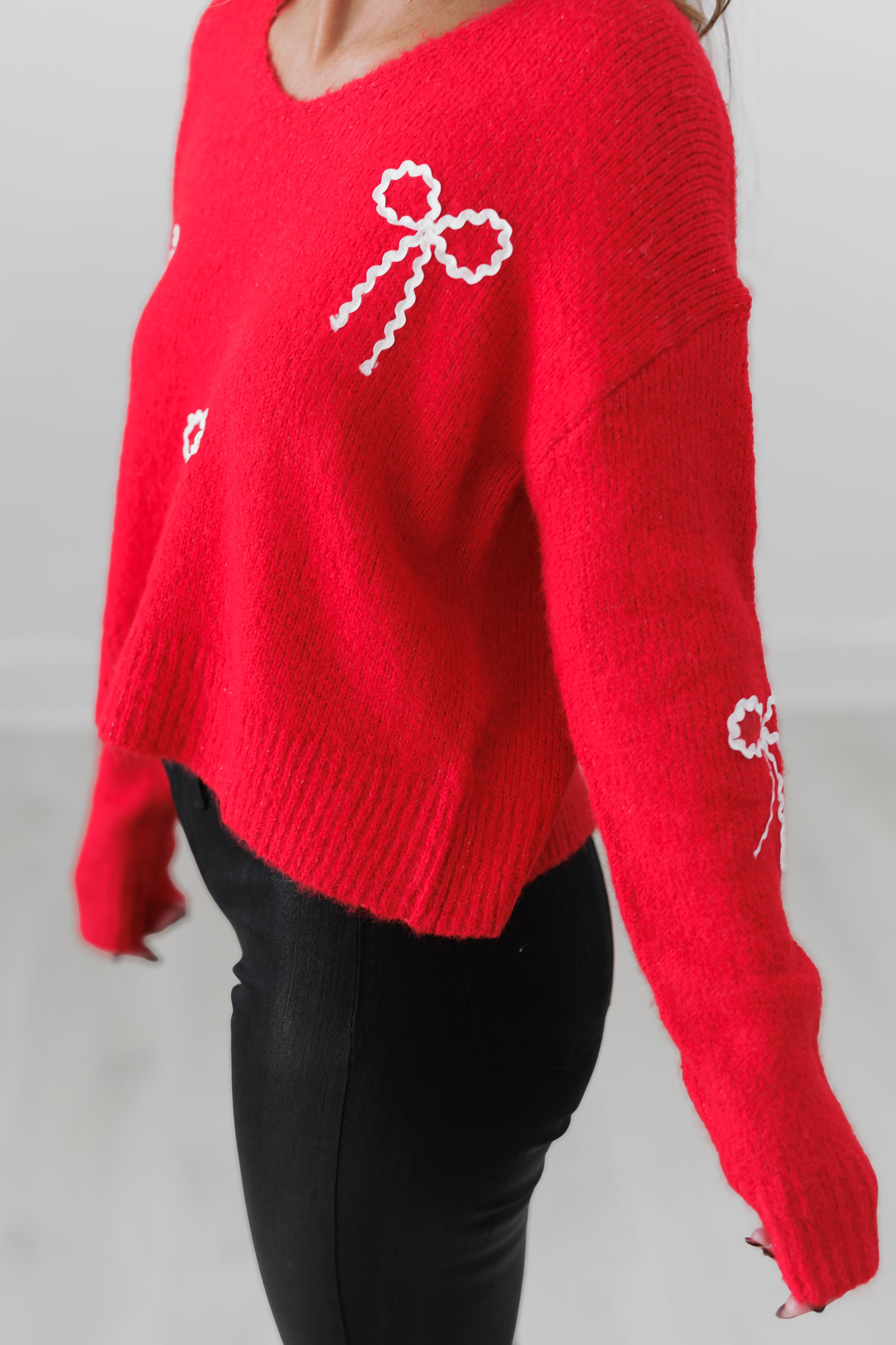 Wrapped In Wonder Sweater - Red/White