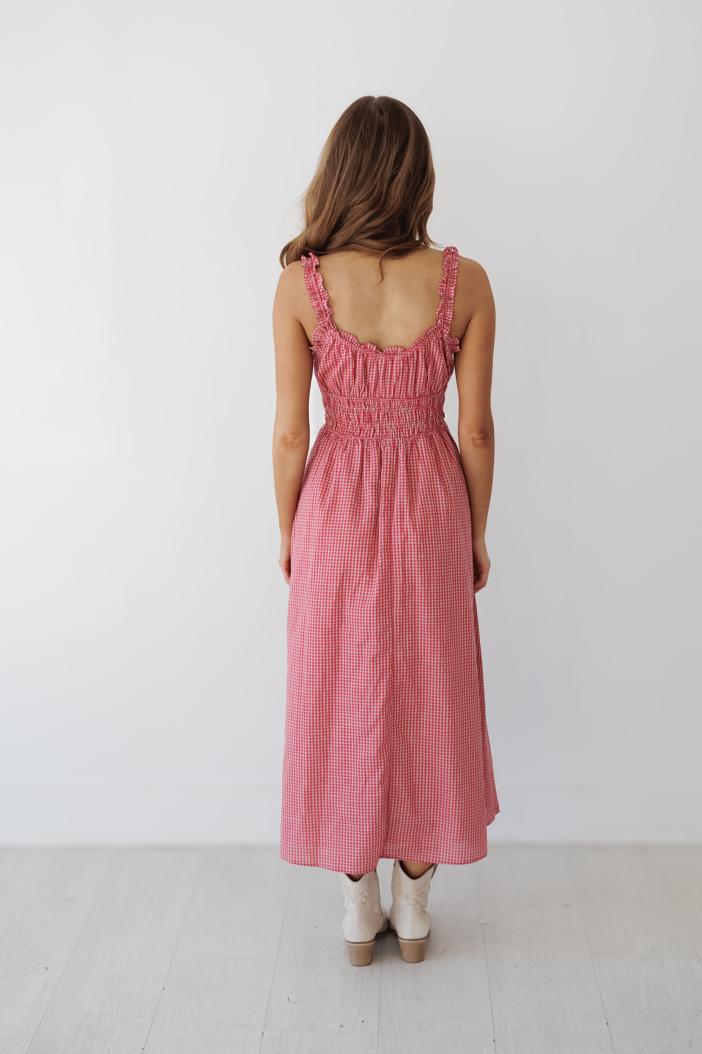 Nola Dress - Red/Beige