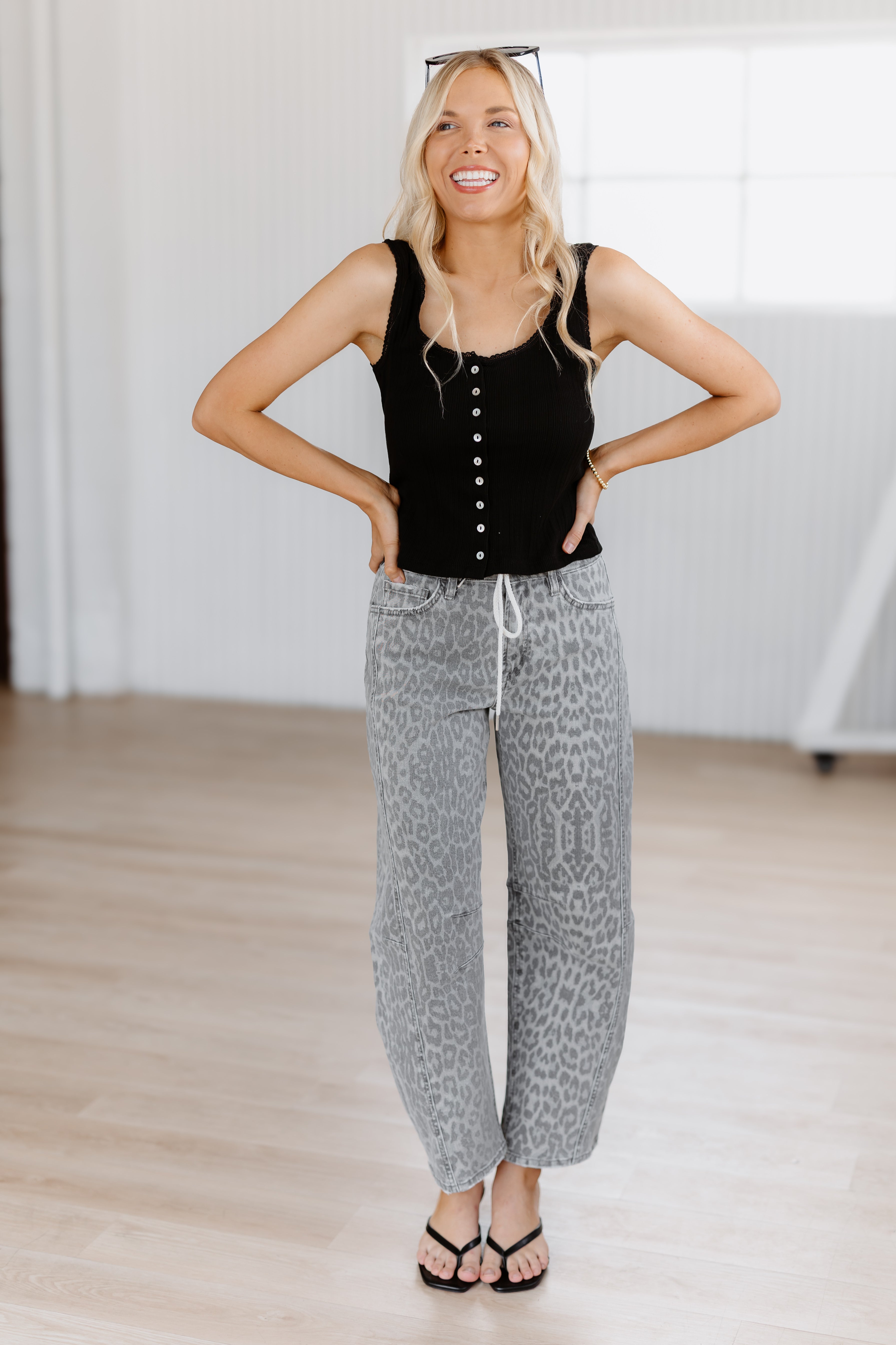 Austin High Rise Leopard Barrel Jeans