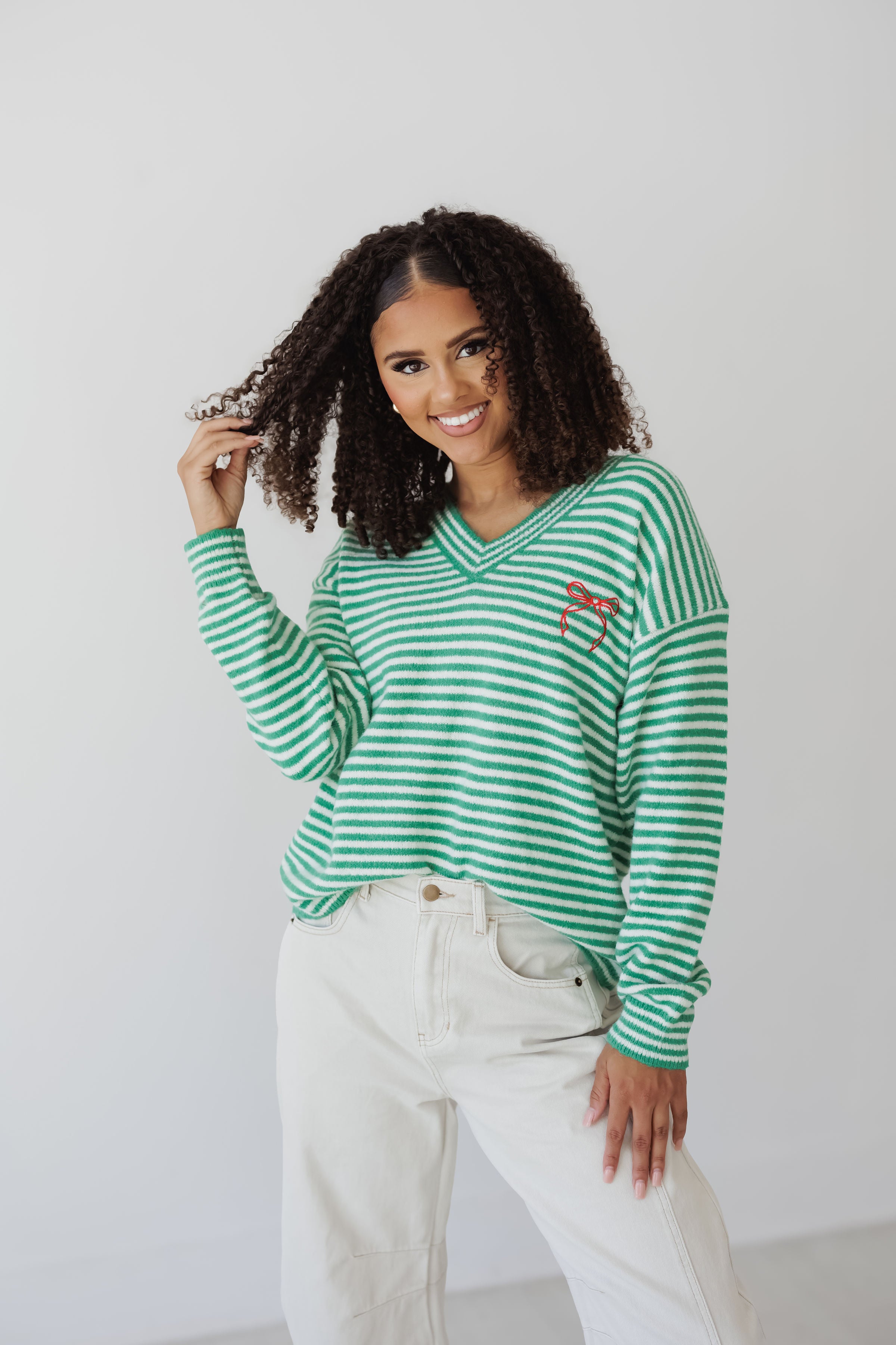 Season Of Joy Sweater - Green/White