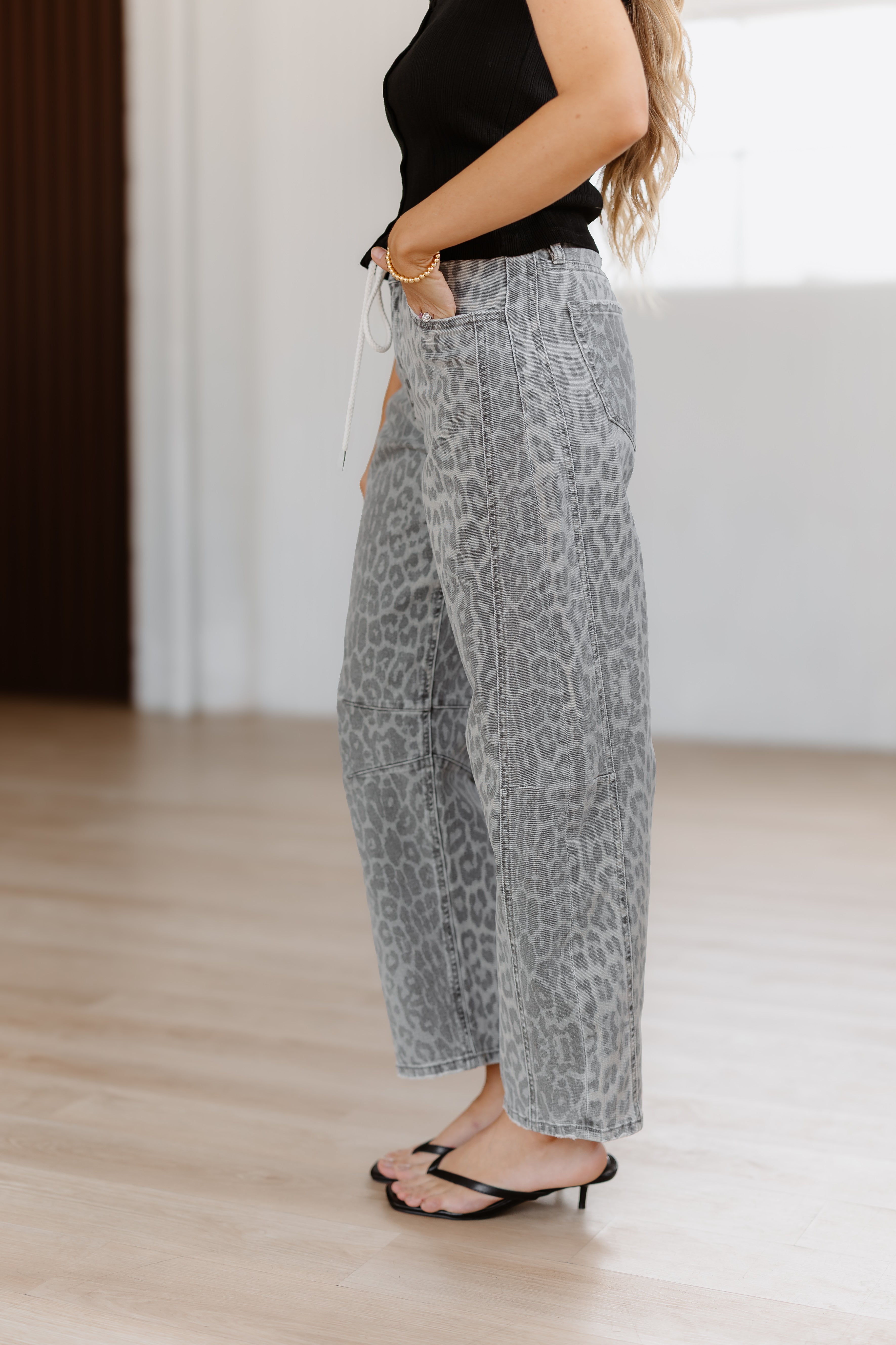Austin High Rise Leopard Barrel Jeans