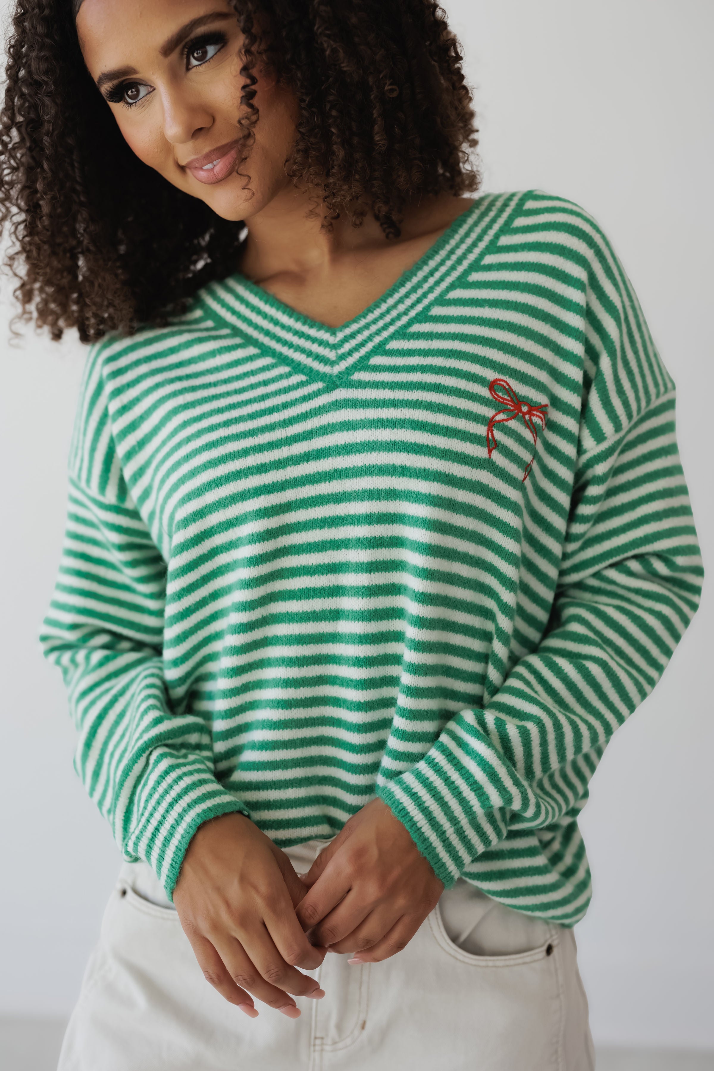 Season Of Joy Sweater - Green/White