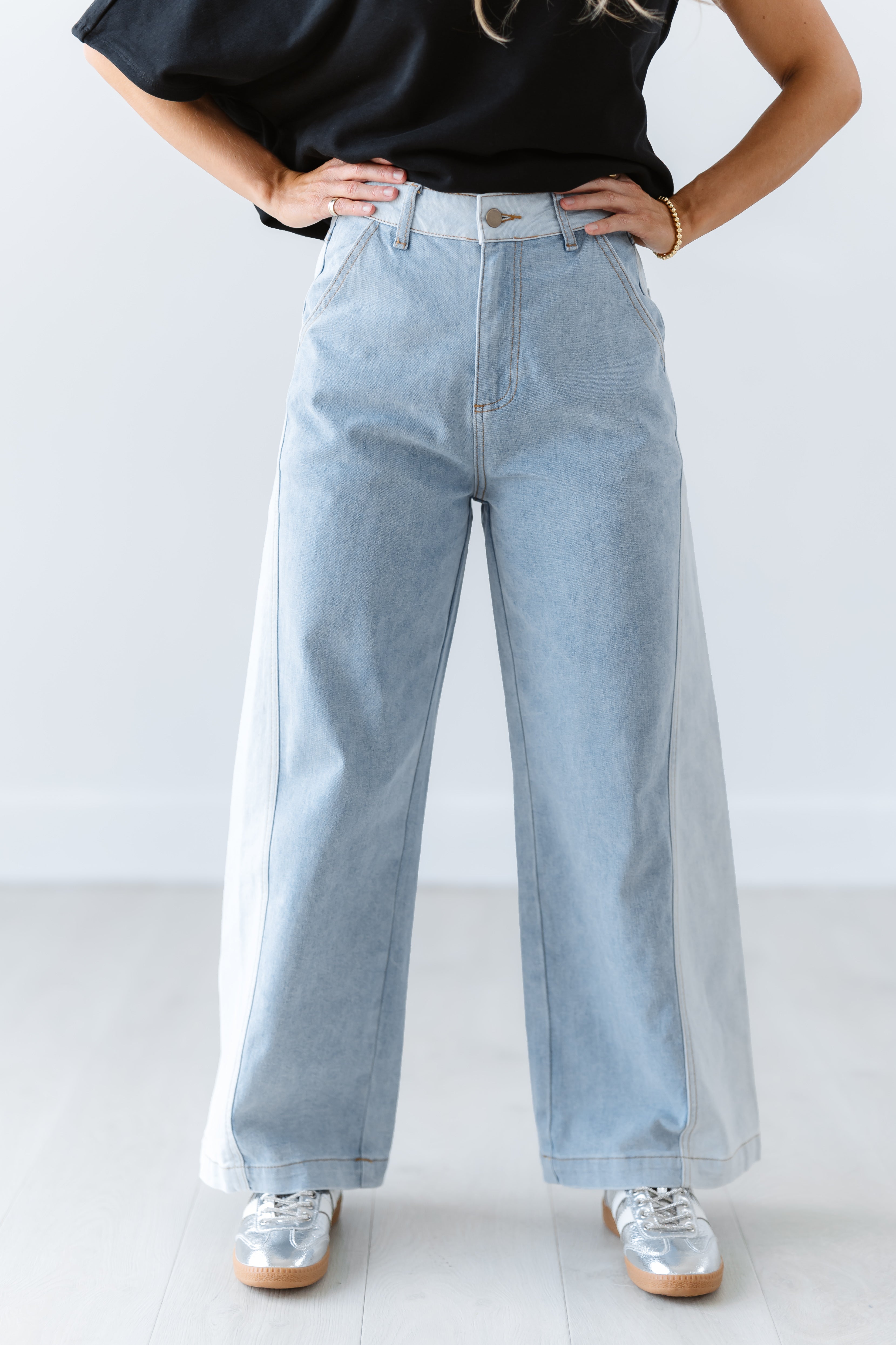 Grant Color Blocked Wide Straight Leg Pants