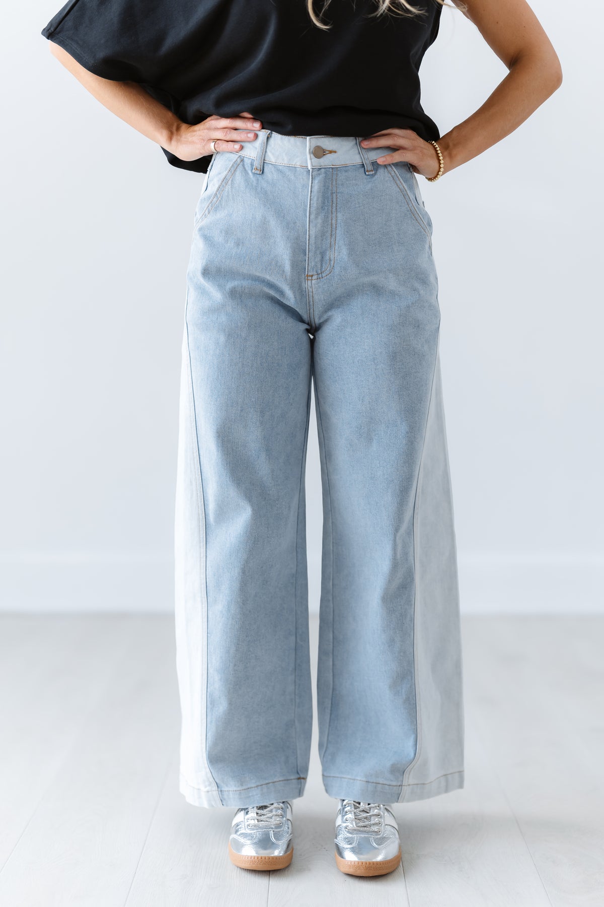 Grant Color Blocked Wide Straight Leg Pants