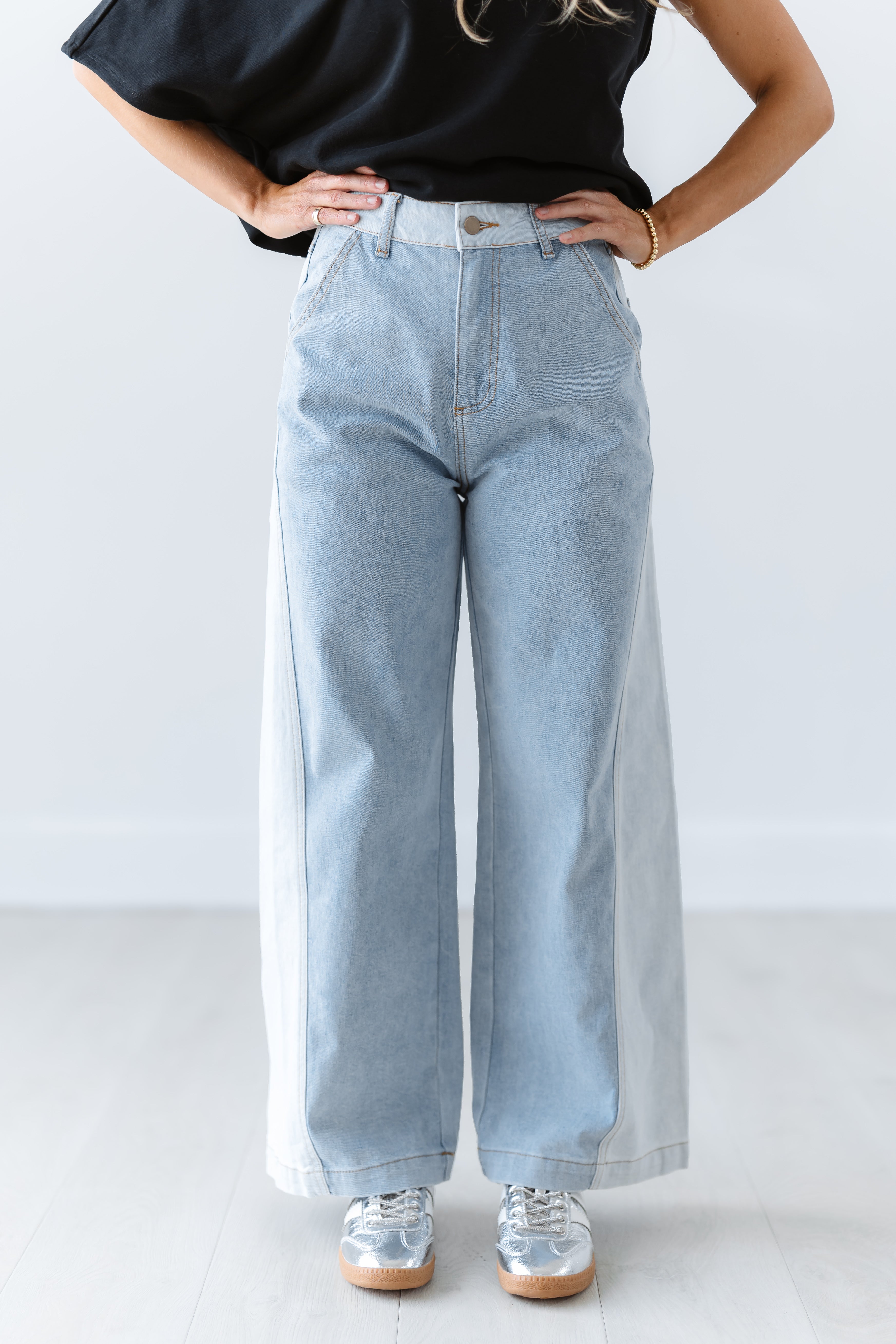 Grant Color Blocked Wide Straight Leg Pants