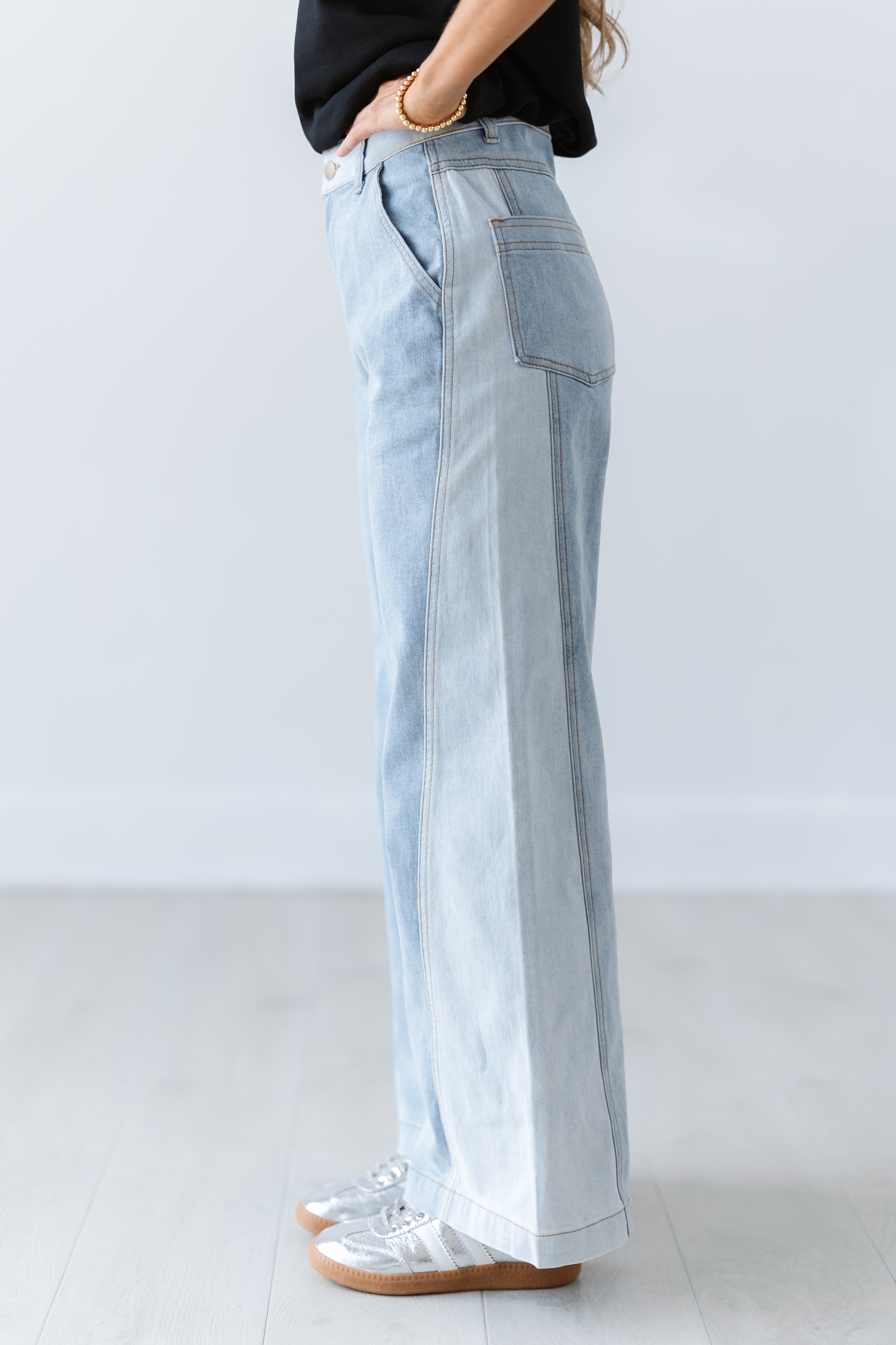 Grant Color Blocked Wide Straight Leg Pants