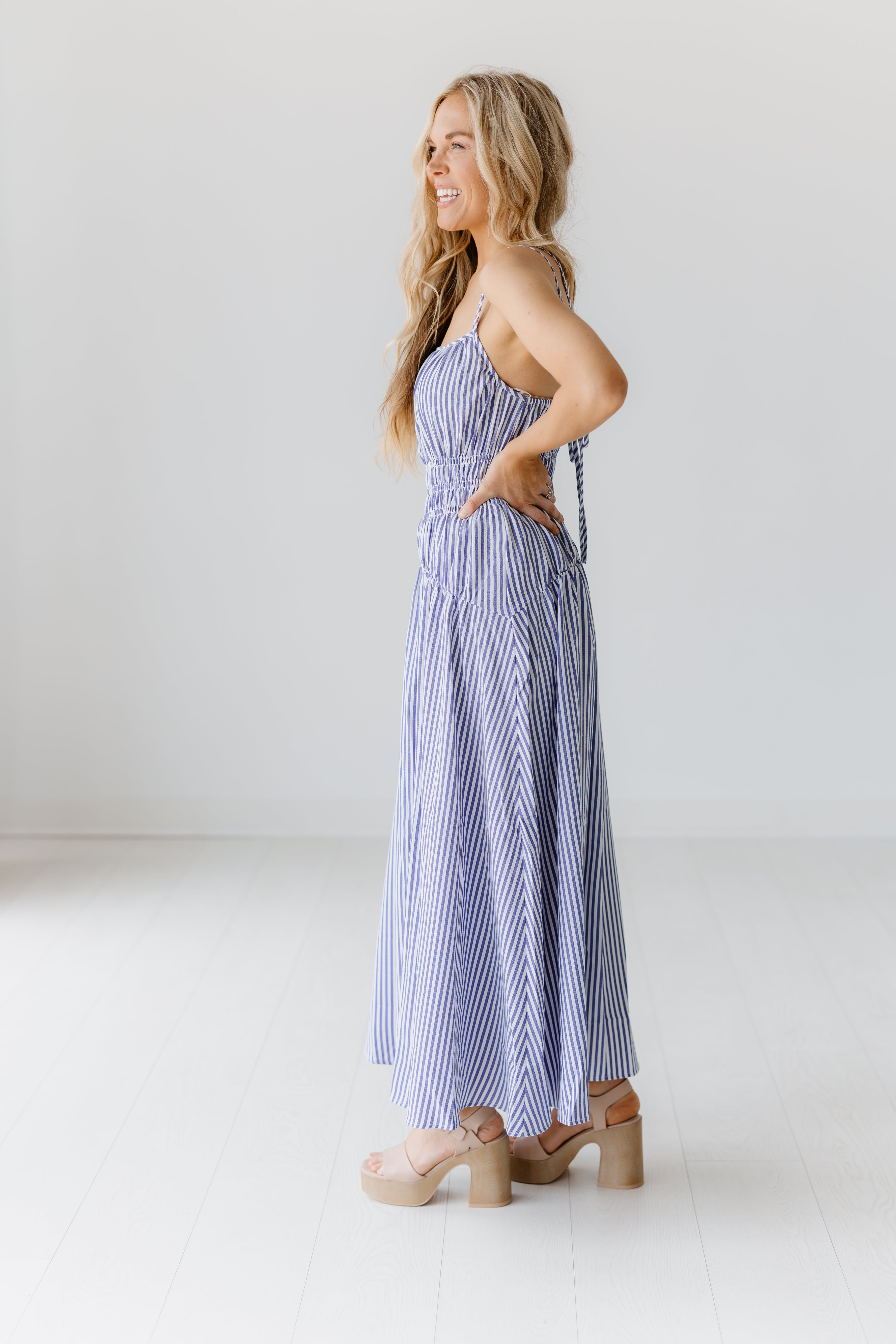 Miriam Dress - Navy Stripe