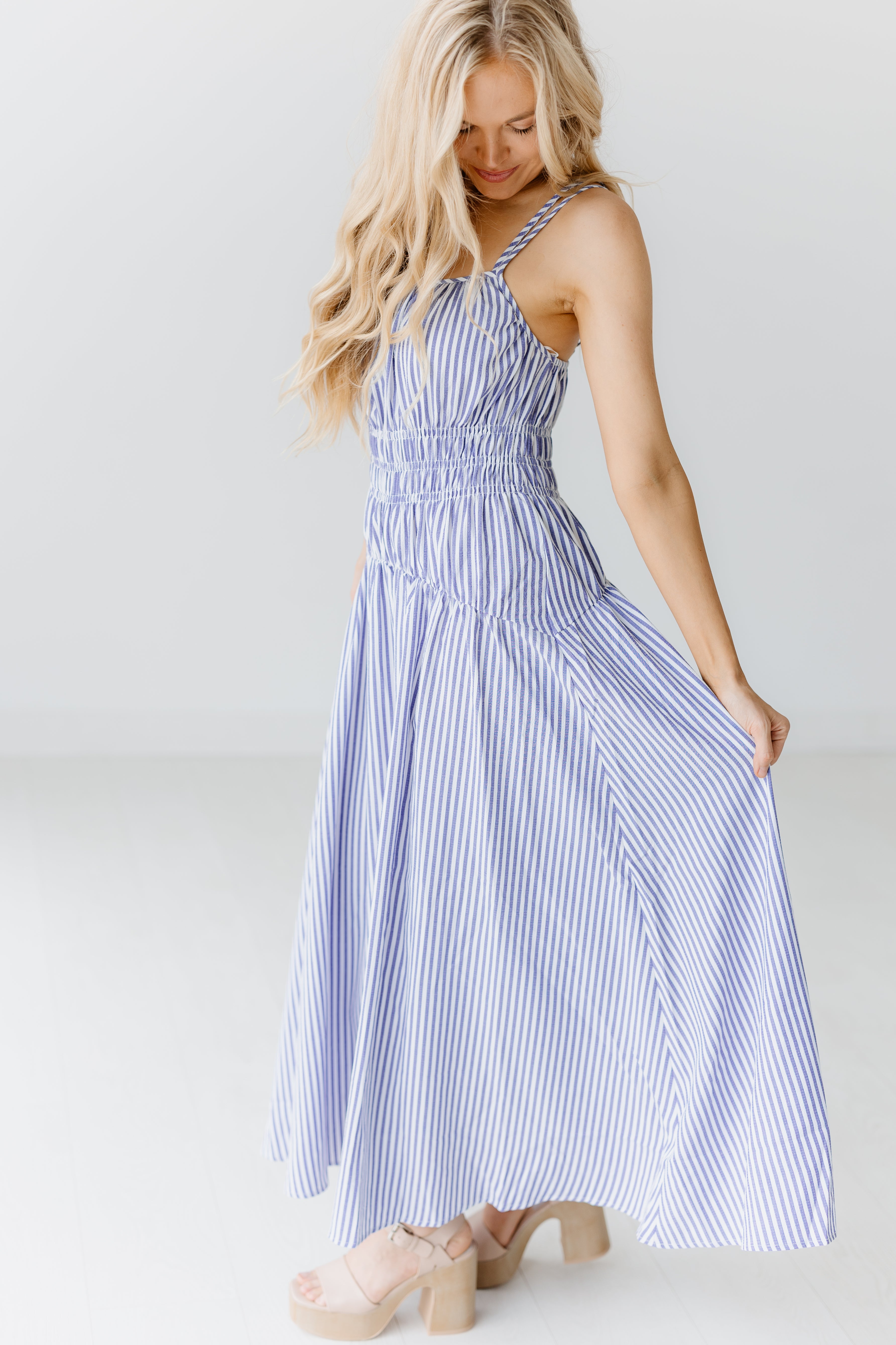 Miriam Dress - Navy Stripe