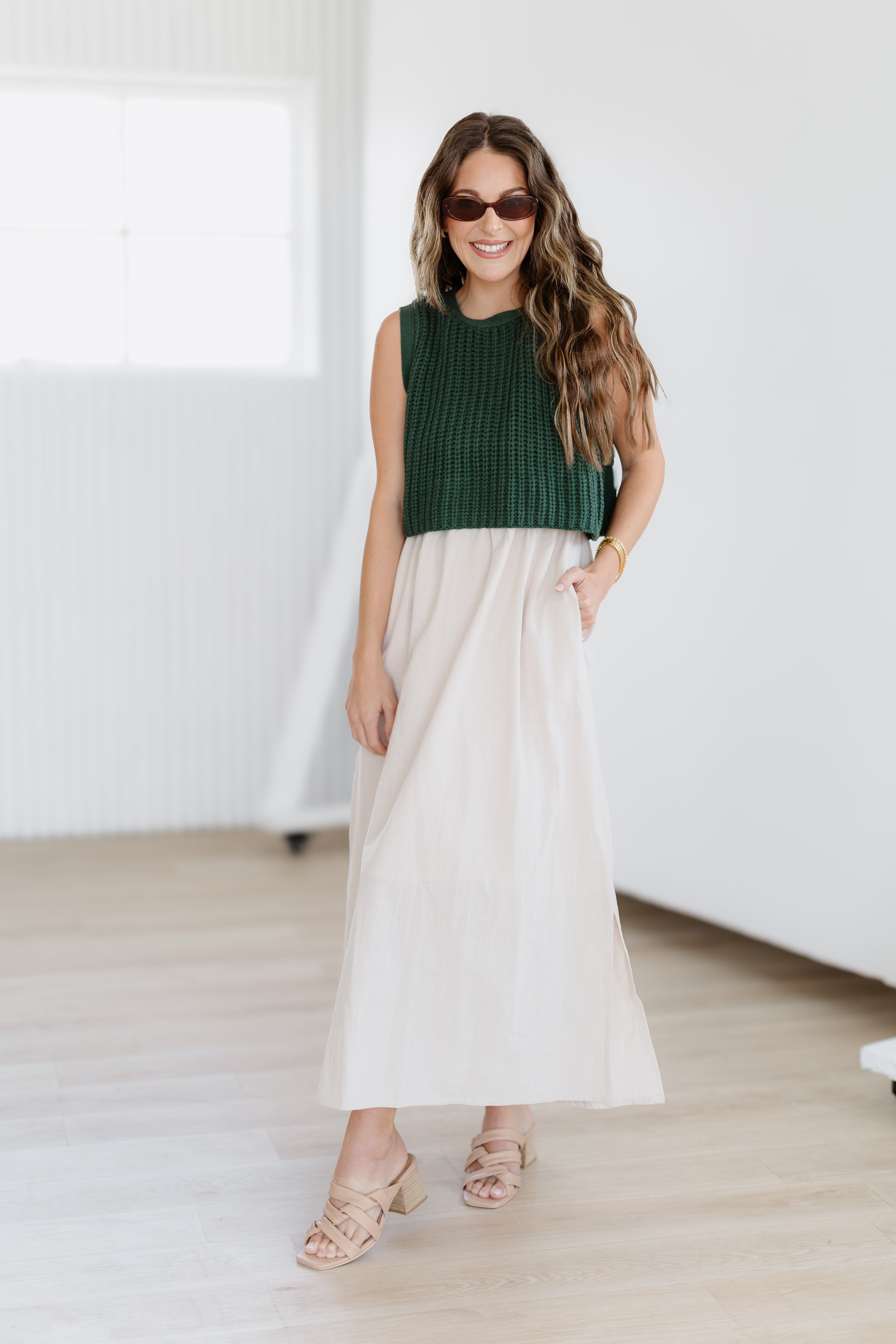 Style Essential Dress - Green/Taupe