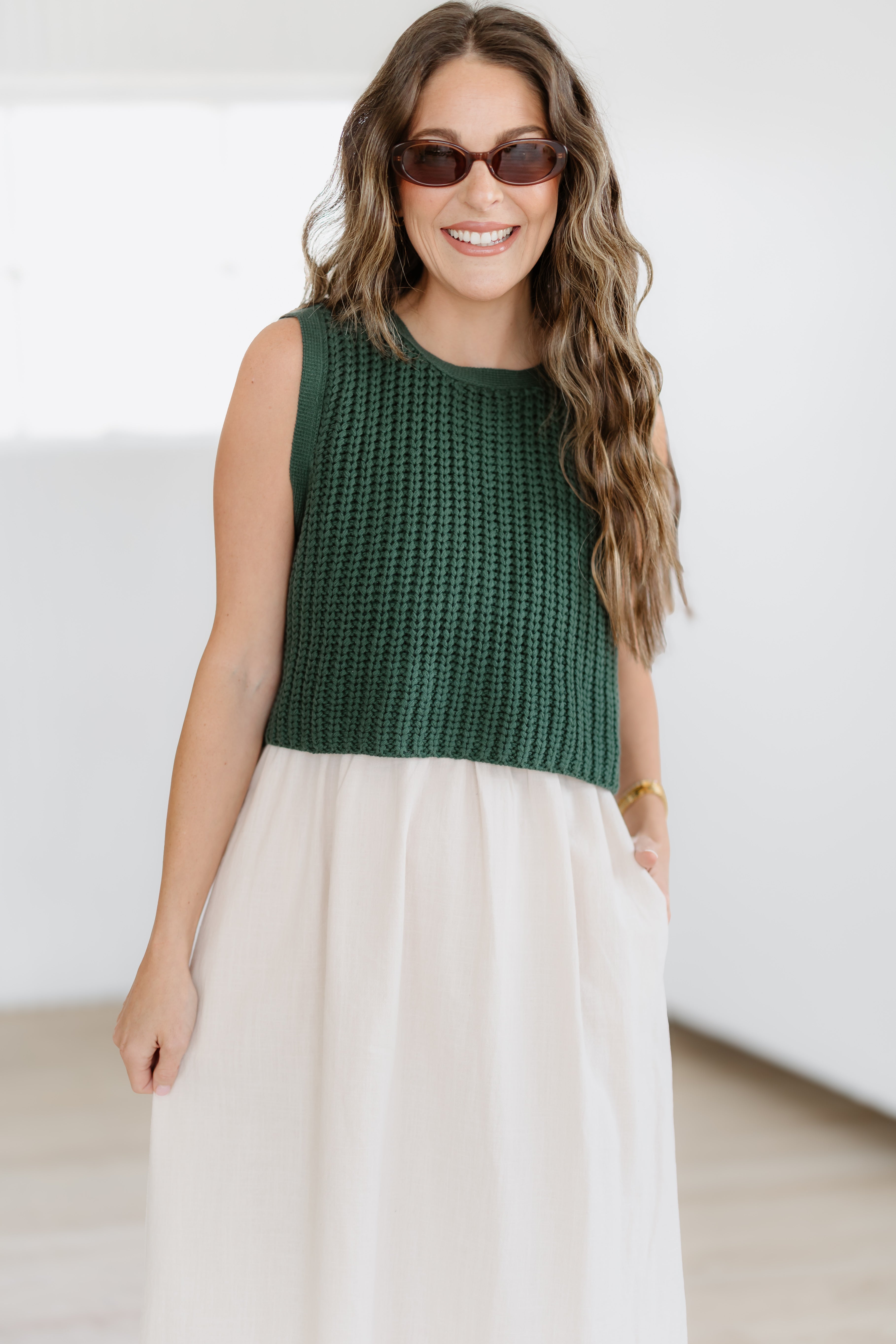 Style Essential Dress - Green/Taupe