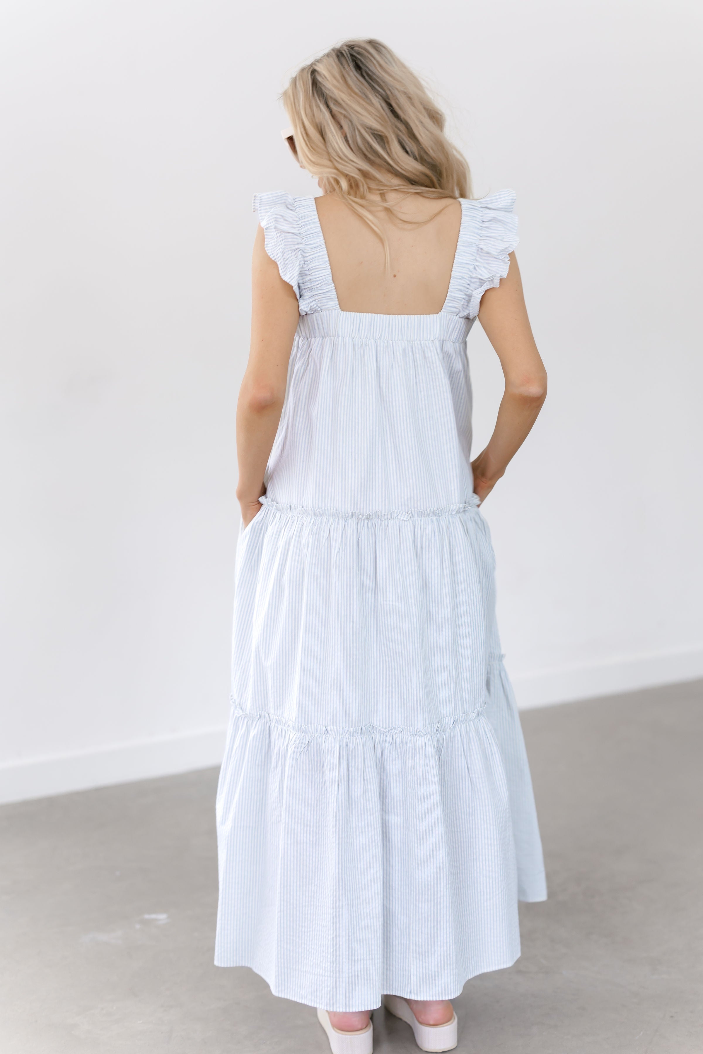 Mya Dress - Ivory/Sky