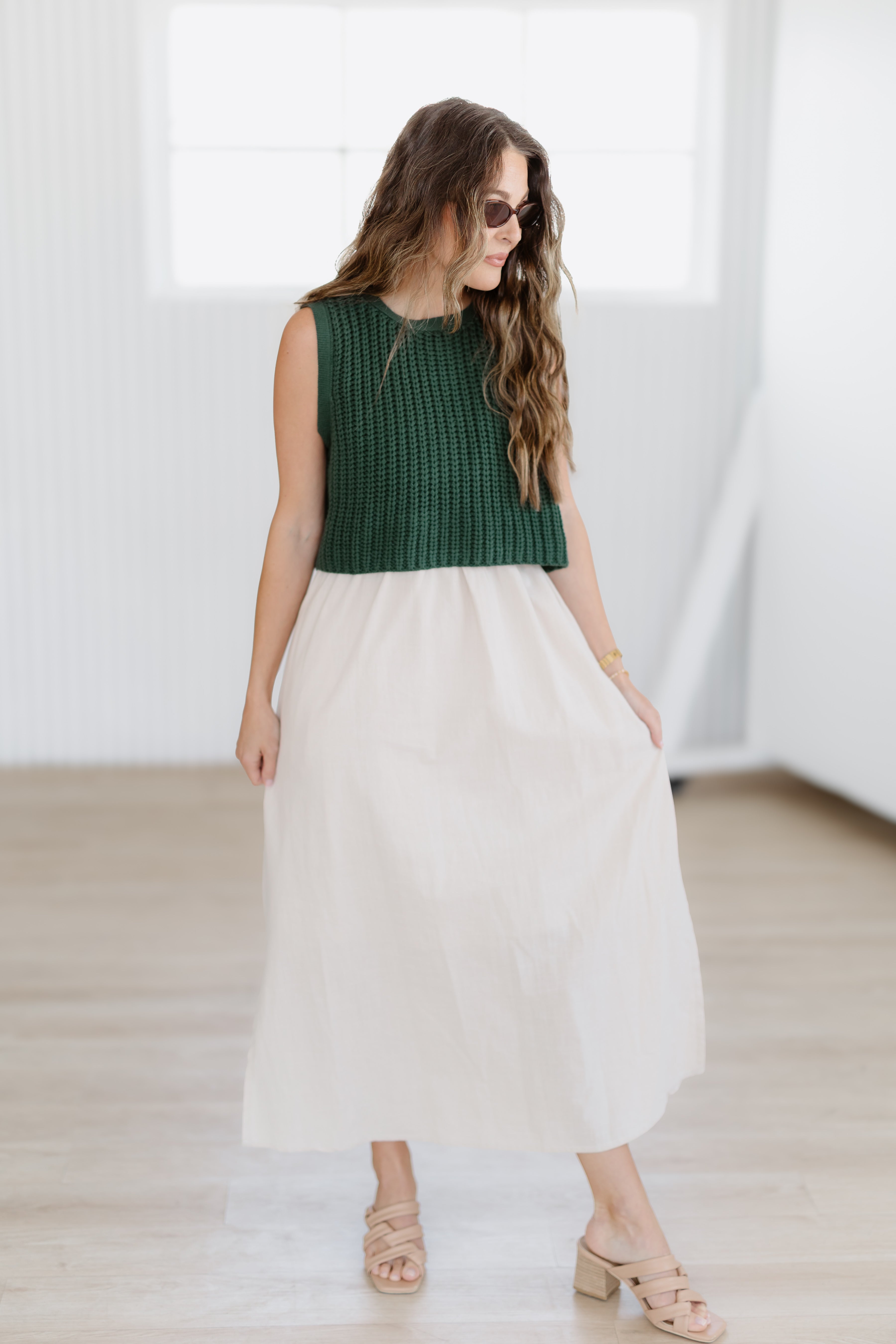 Style Essential Dress - Green/Taupe