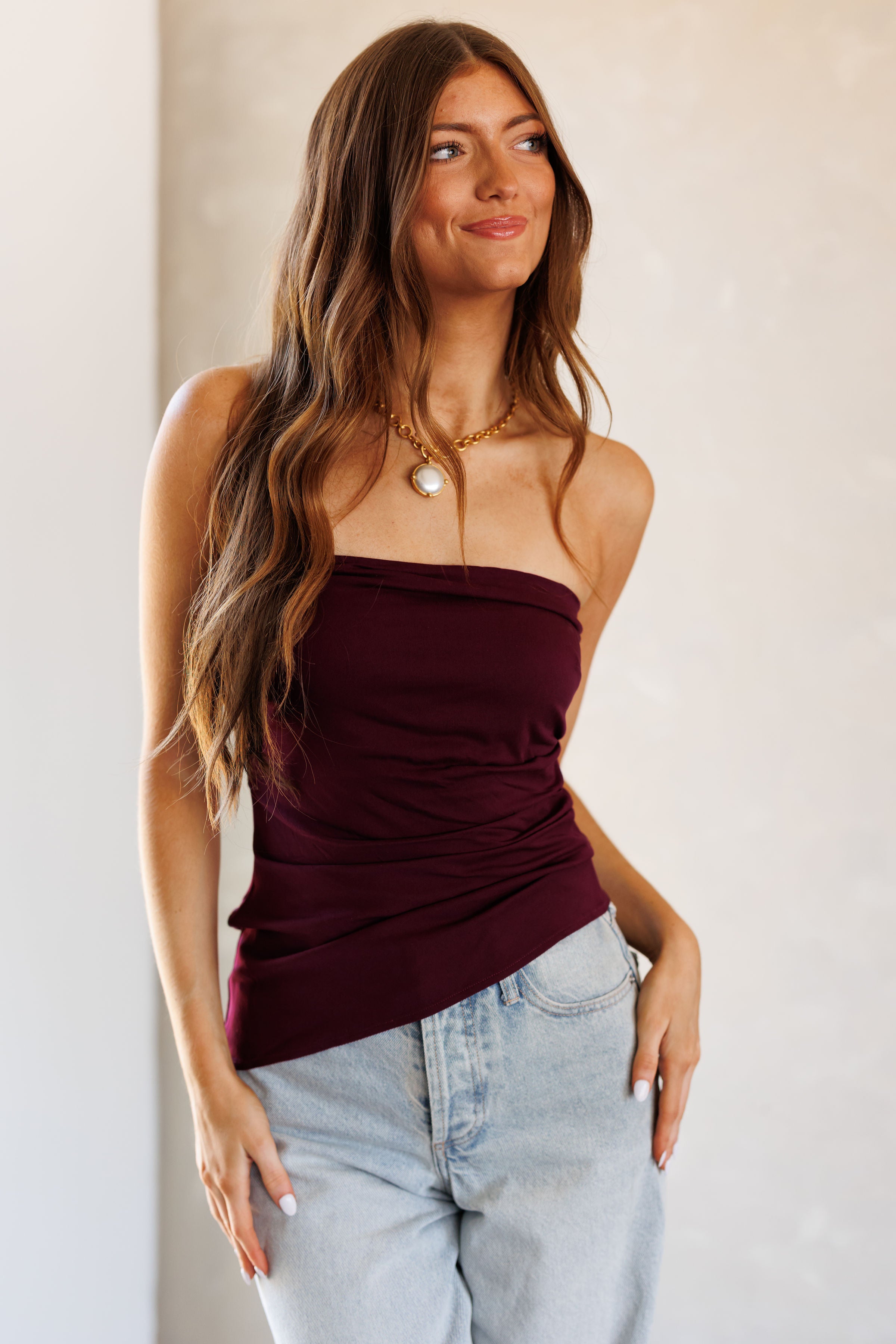 Wait And See Top - Wine - FINAL SALE