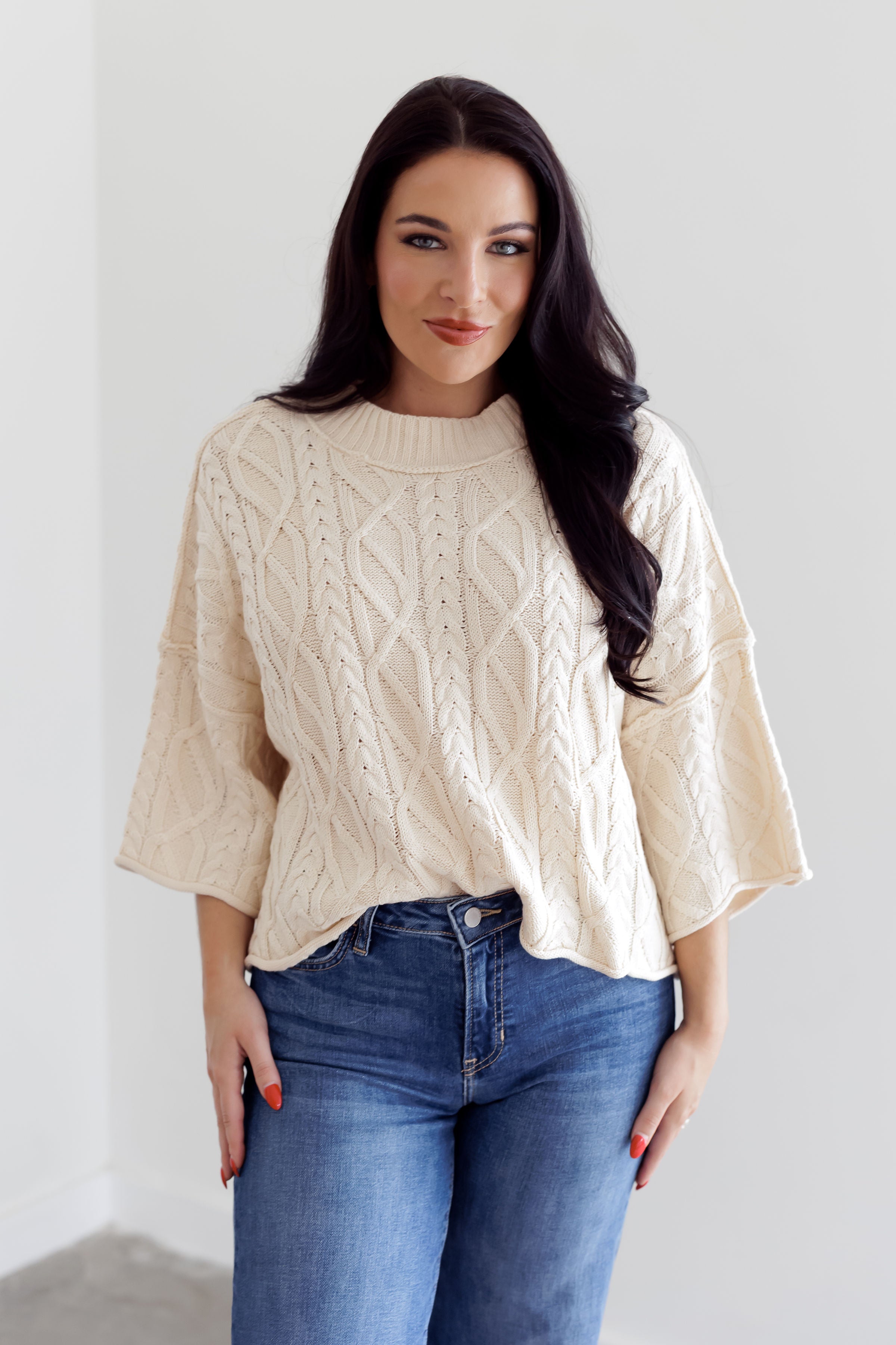 Worth The Wait Crop Sweater - Cream