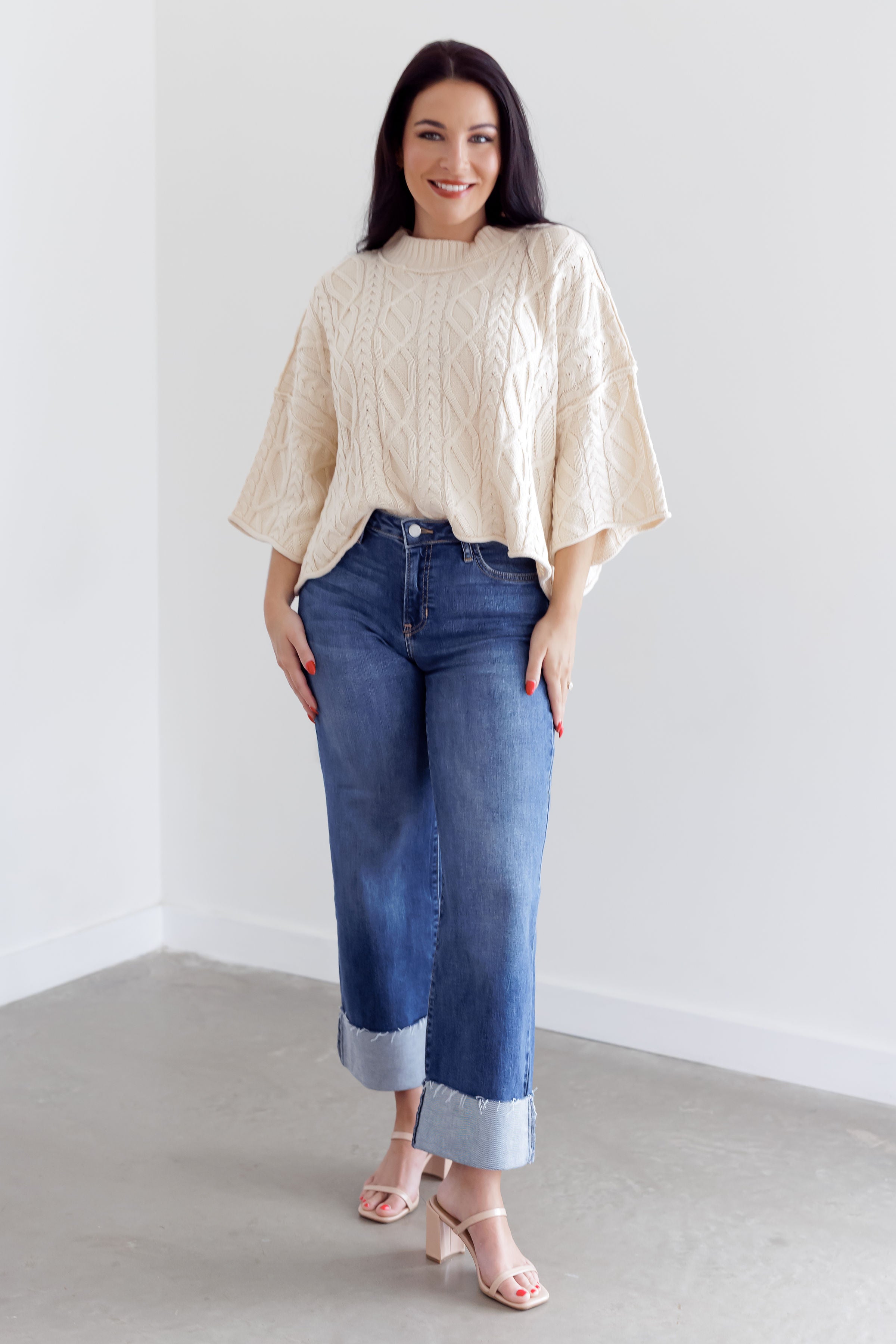 Worth The Wait Crop Sweater - Cream