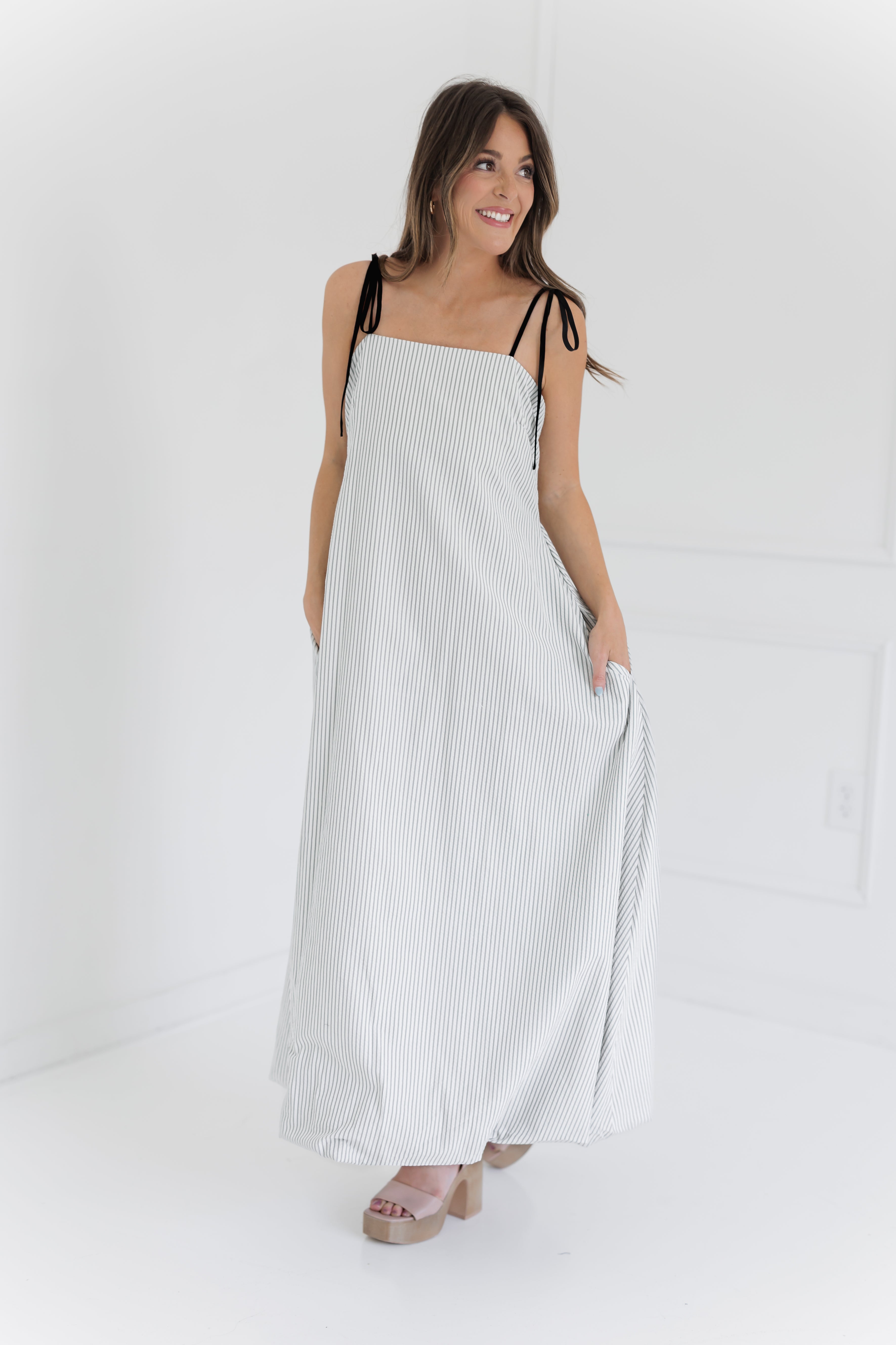 Anita Dress - Ivory Stripe