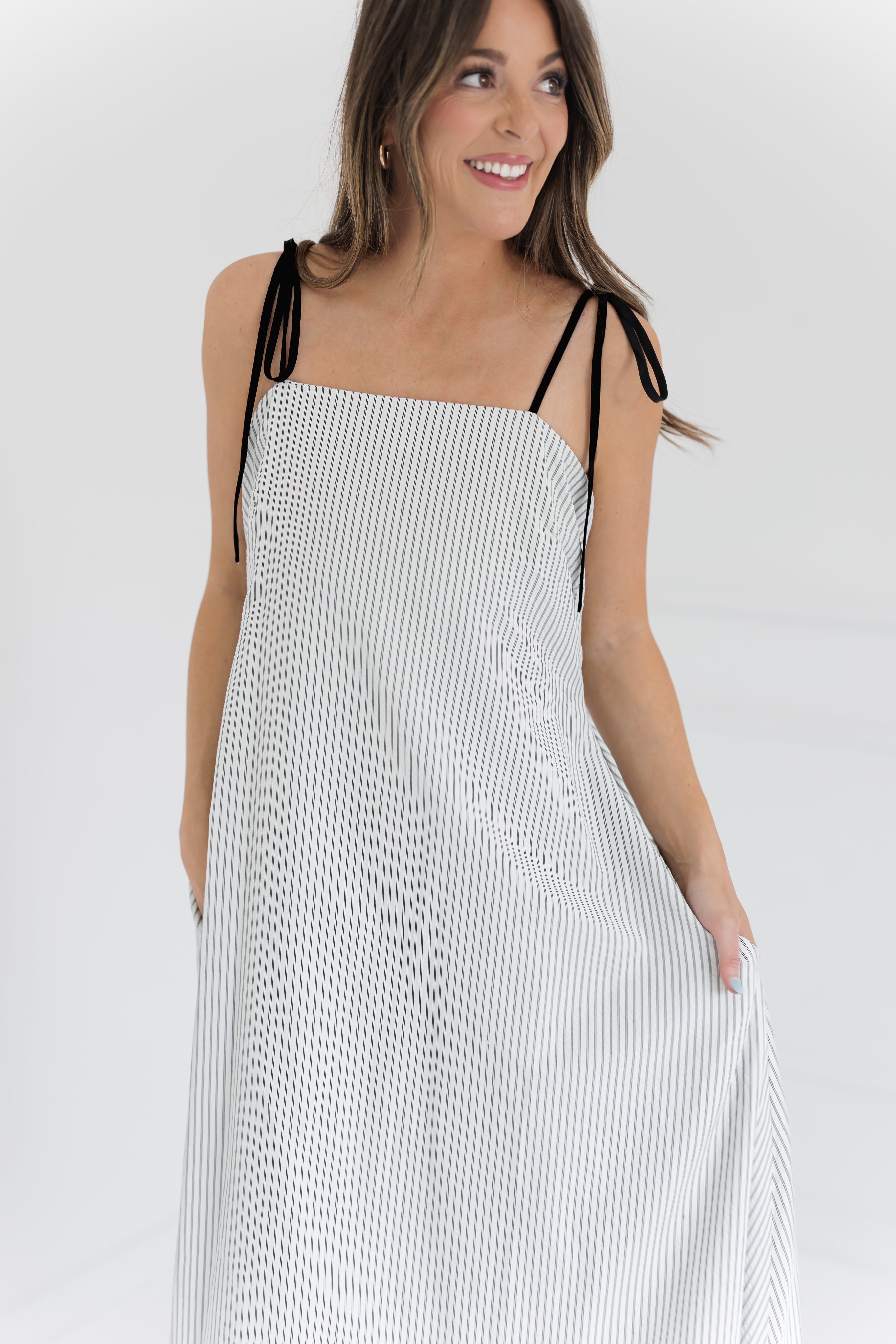 Anita Dress - Ivory Stripe
